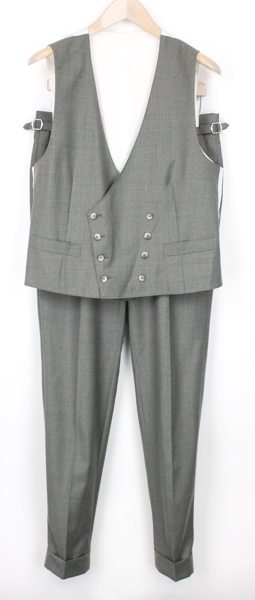 image of Suitsupply Uk40S Waistcoat Trousers Light Green Wool Suit 71366, Men's