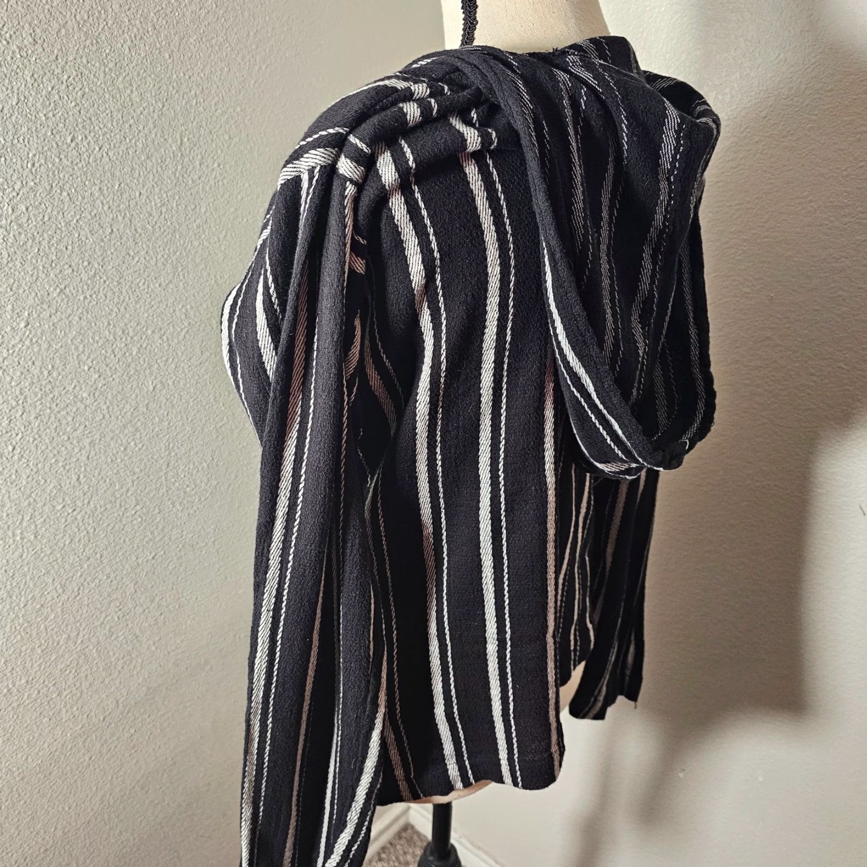Vintage BUC EES Beach Pullover Cover Up Hooded Striped Women's XL Black Size XL / US 12-14 / IT 48-50 - 4 Thumbnail