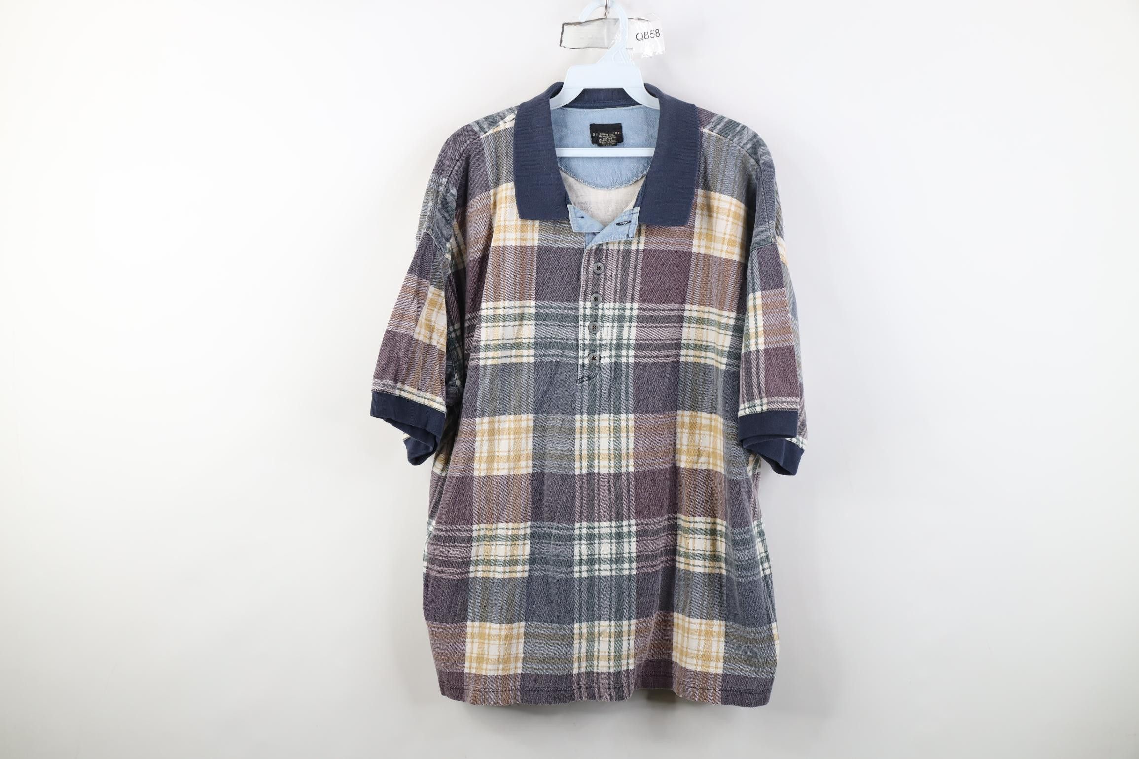 Vintage Vintage 90s Streetwear Knit Golf Polo Shirt Rainbow Plaid Size US XL / EU 56 / 4 - 1 Thumbnail