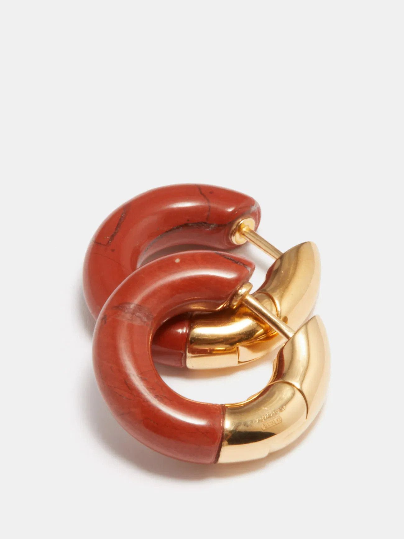 Bottega Veneta BOTTEGA VENETA red Jasper stone & silver hoop earrings q Size ONE SIZE - 3 Thumbnail