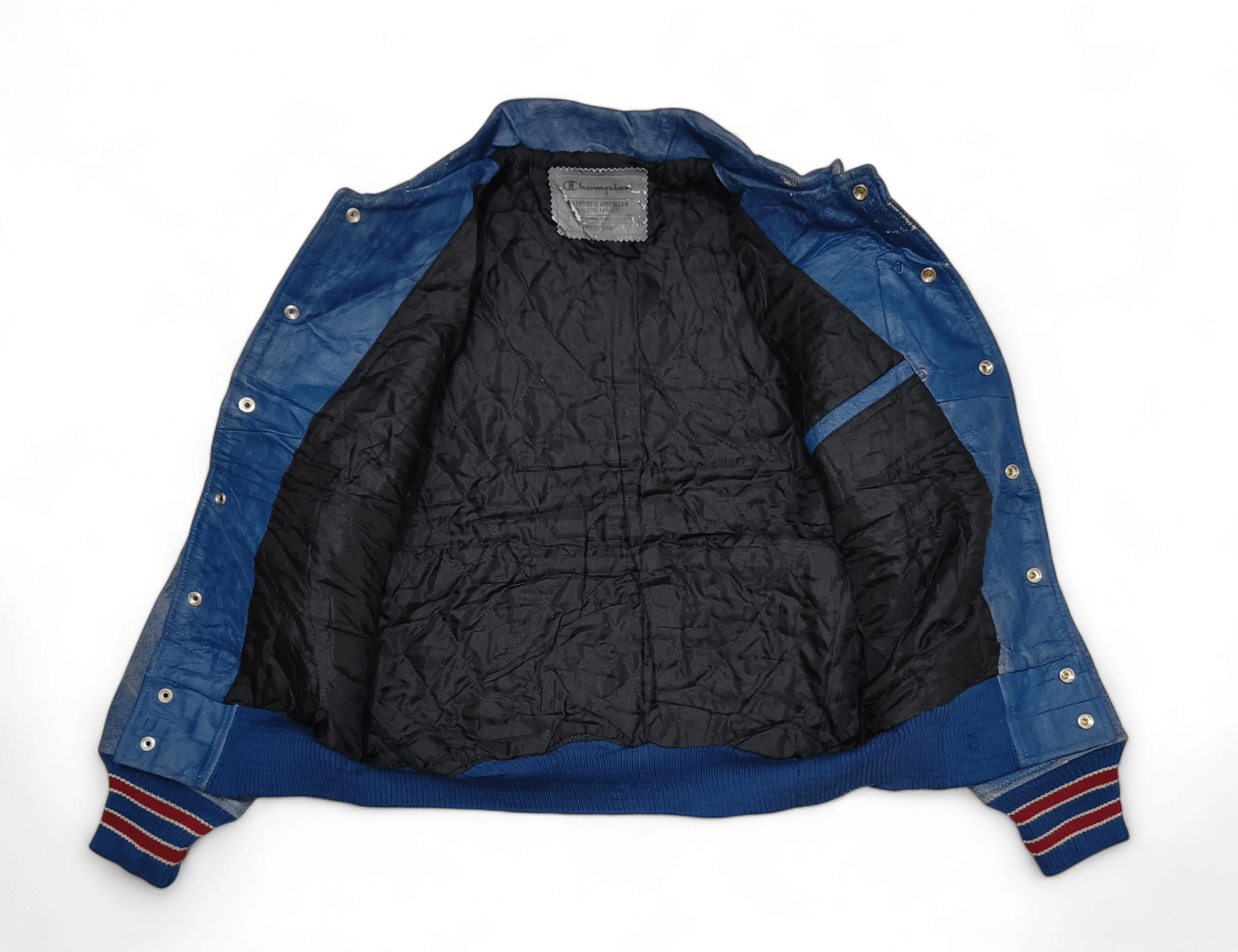 Champion Vintage Champion Varsity Bomber Distressed Leather Jacket Size US M / EU 48-50 / 2 - 3 Thumbnail