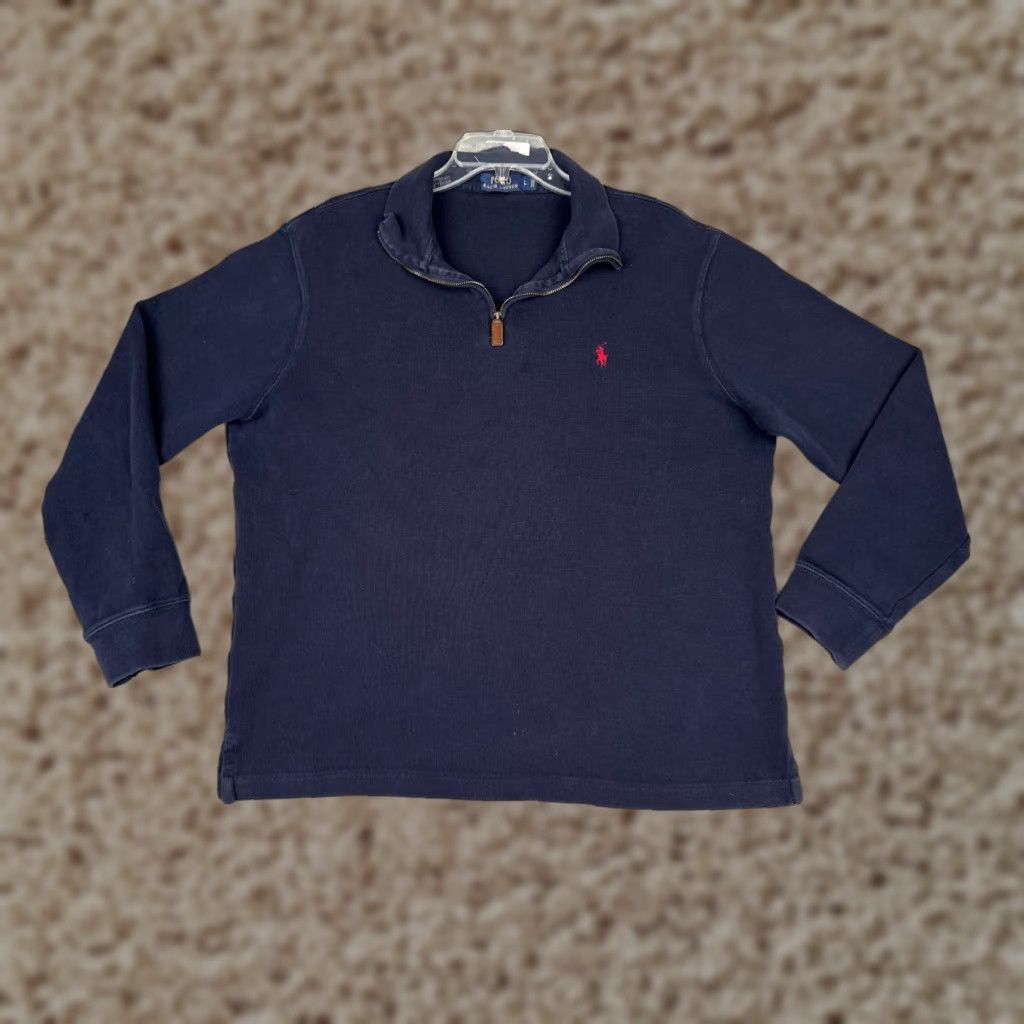 Polo Ralph Lauren Polo Ralph Lauren Sweater Men L Blue Mock 1/4 Zip Cotton Long Sleeve Pullover Logo Embroidered Knit Casual Business Golf Size US L / EU 52-54 / 3 - 1 Thumbnail
