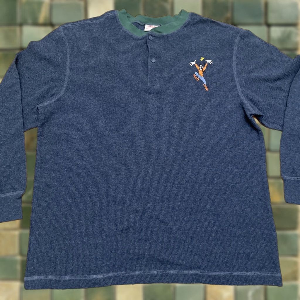 Disney Disney Disney Store Goofy Thermal Henley Mens Med Blue Waffle Knit Embroidered Fun Dad Shirt Size US M / EU 48-50 / 2 - 1 Thumbnail