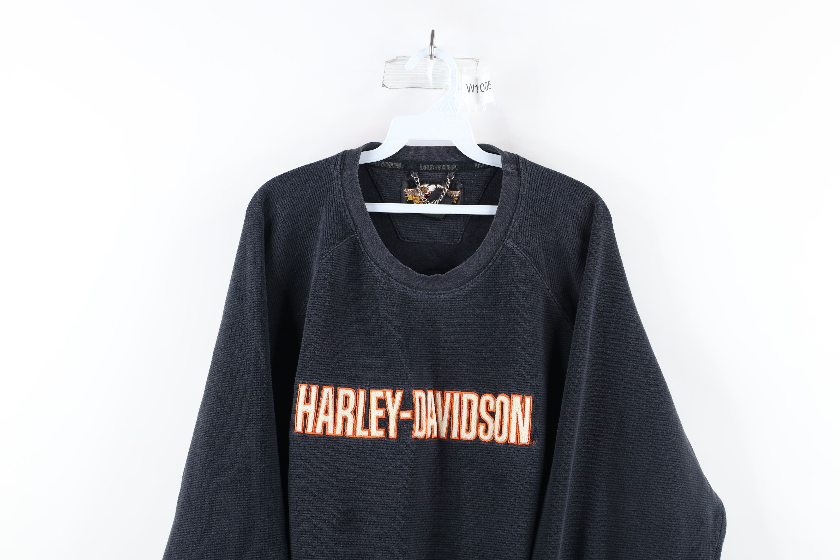 Harley Davidson × Vintage Vintage 90s Harley Davidson Waffle Knit Long Sleeve T-Shirt Size US XL / EU 56 / 4 - 2 Thumbnail