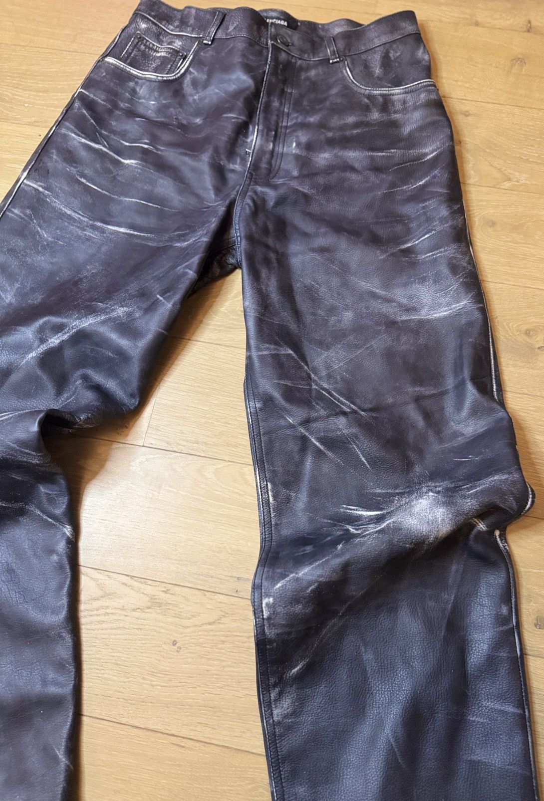 Balenciaga BALENCIAGA STONEWASHED LEATHER PANTS Size US 31 - 2 Thumbnail