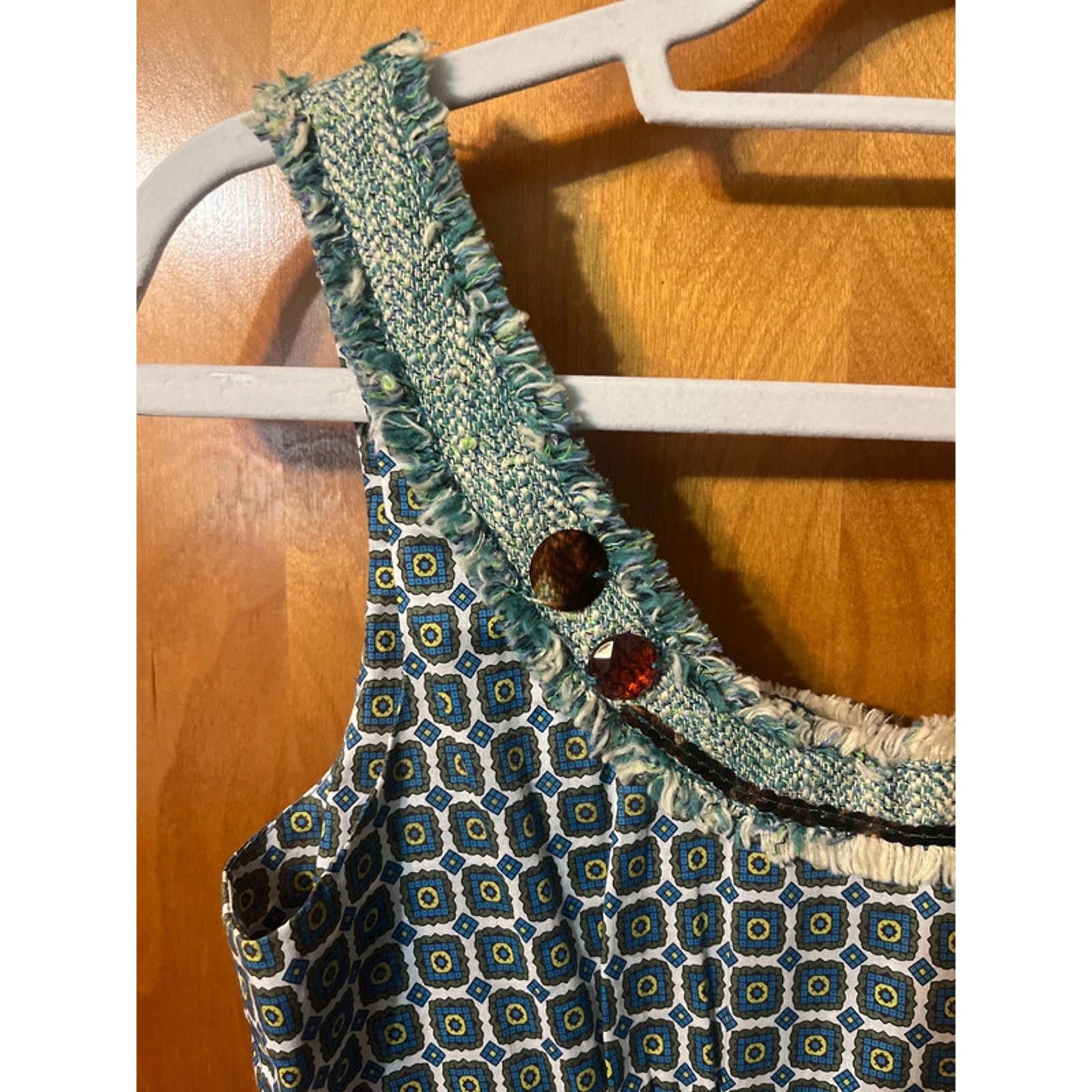 DOROTHEE SCHUMACHER Vtg Schumacher Designer Dress Jacket Green Blue Romania Size XS / US 0-2 / IT 36-38 - 4 Thumbnail