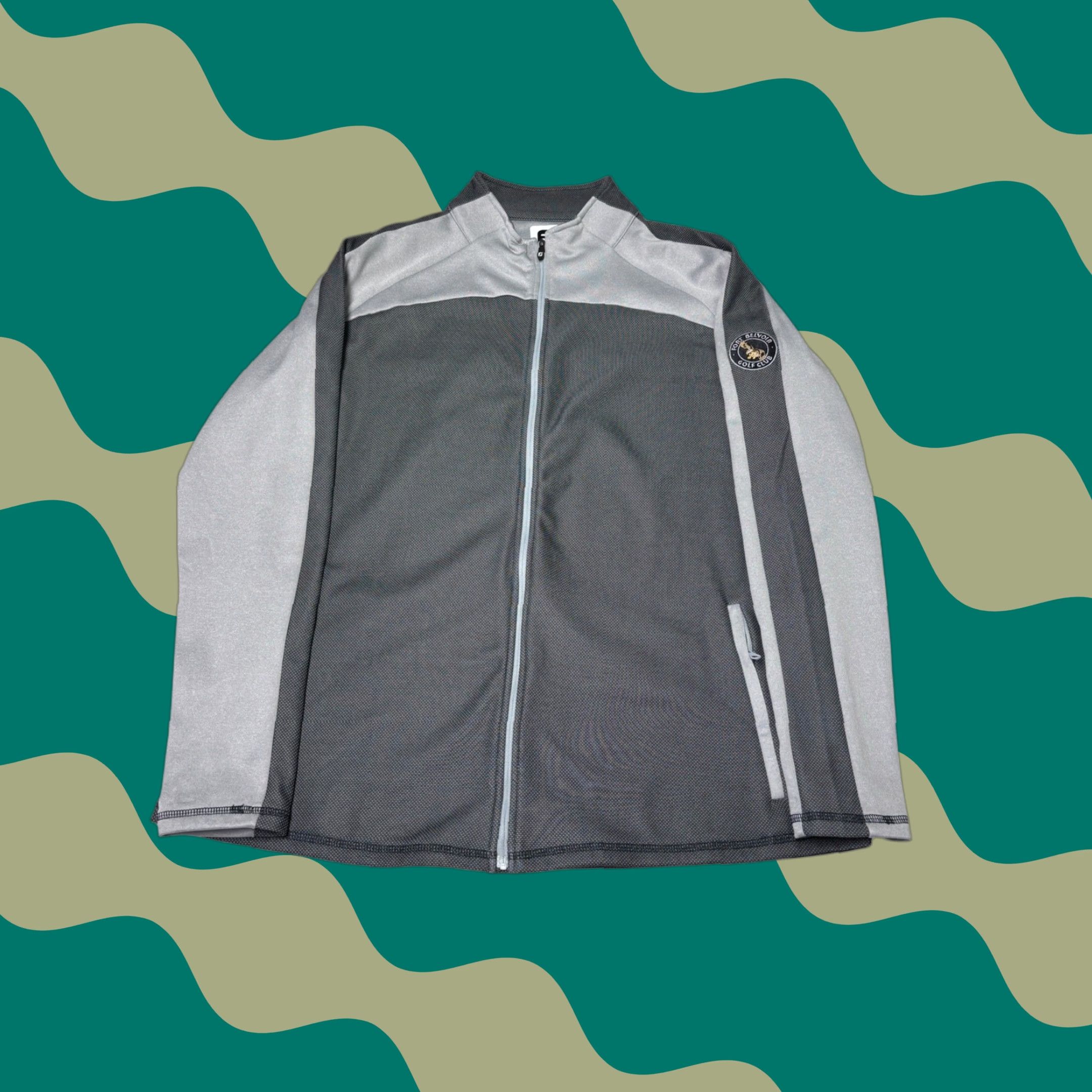 Footjoy FootJoy FJ Fort Belvoir Golf Club Full Zip Jacket Grey Mens XL Colorblock Mock Jacket Golf Mens XL Gray Colorblock Mock Size US XL / EU 56 / 4 - 1 Thumbnail