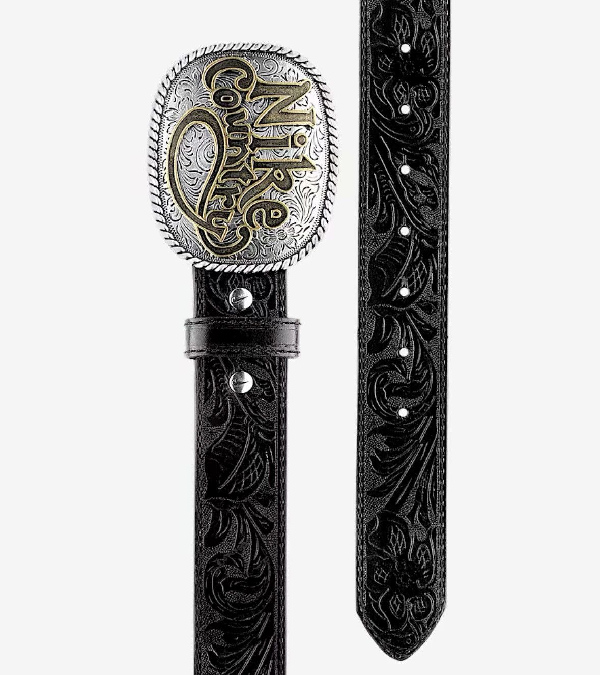 Nike Nike Country Men's Plaque Buckle Embossed Leather Belt Size 34 - 8 Thumbnail