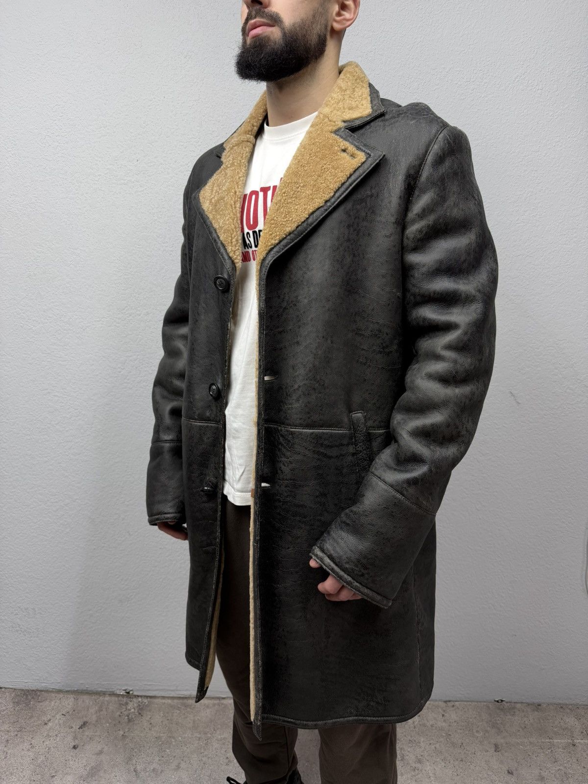 If Six Was Nine Vintage Balenciaga Style Leather Trench Coat Shearling Y2K Size US M / EU 48-50 / 2 - 4 Thumbnail