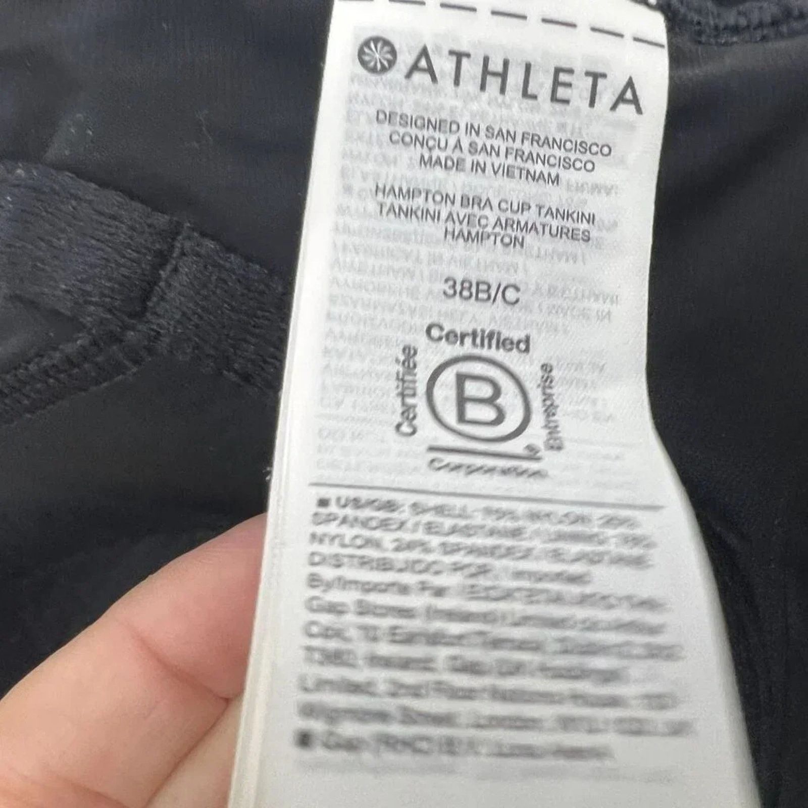 Athleta Athleta Hampton Bra Cup Tankini Top Black #798481 38B/C Size ONE SIZE - 4 Thumbnail