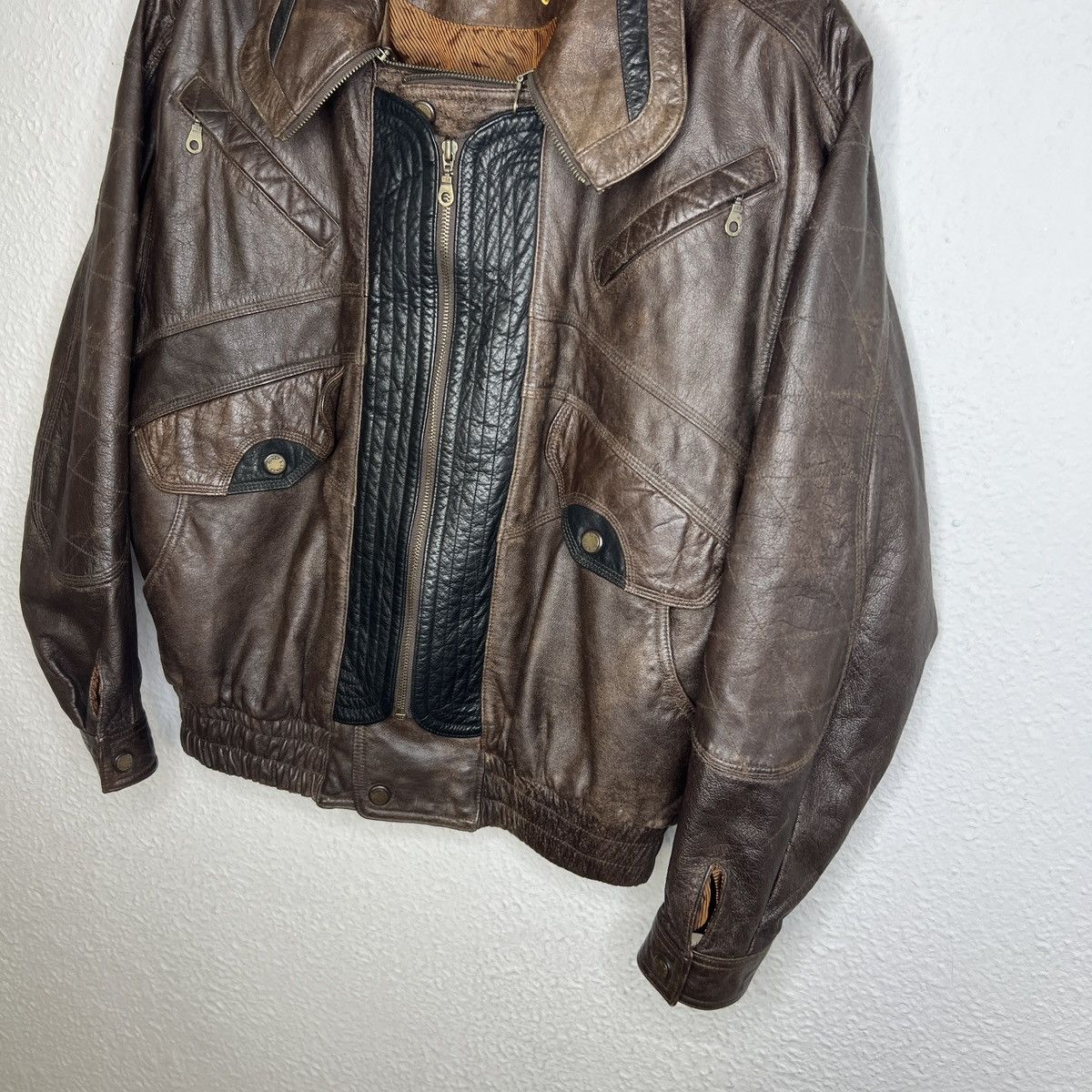 Leather Vintage Brown Leather Motor Biker Jacket Trucker Genuine Size US M / EU 48-50 / 2 - 3 Thumbnail