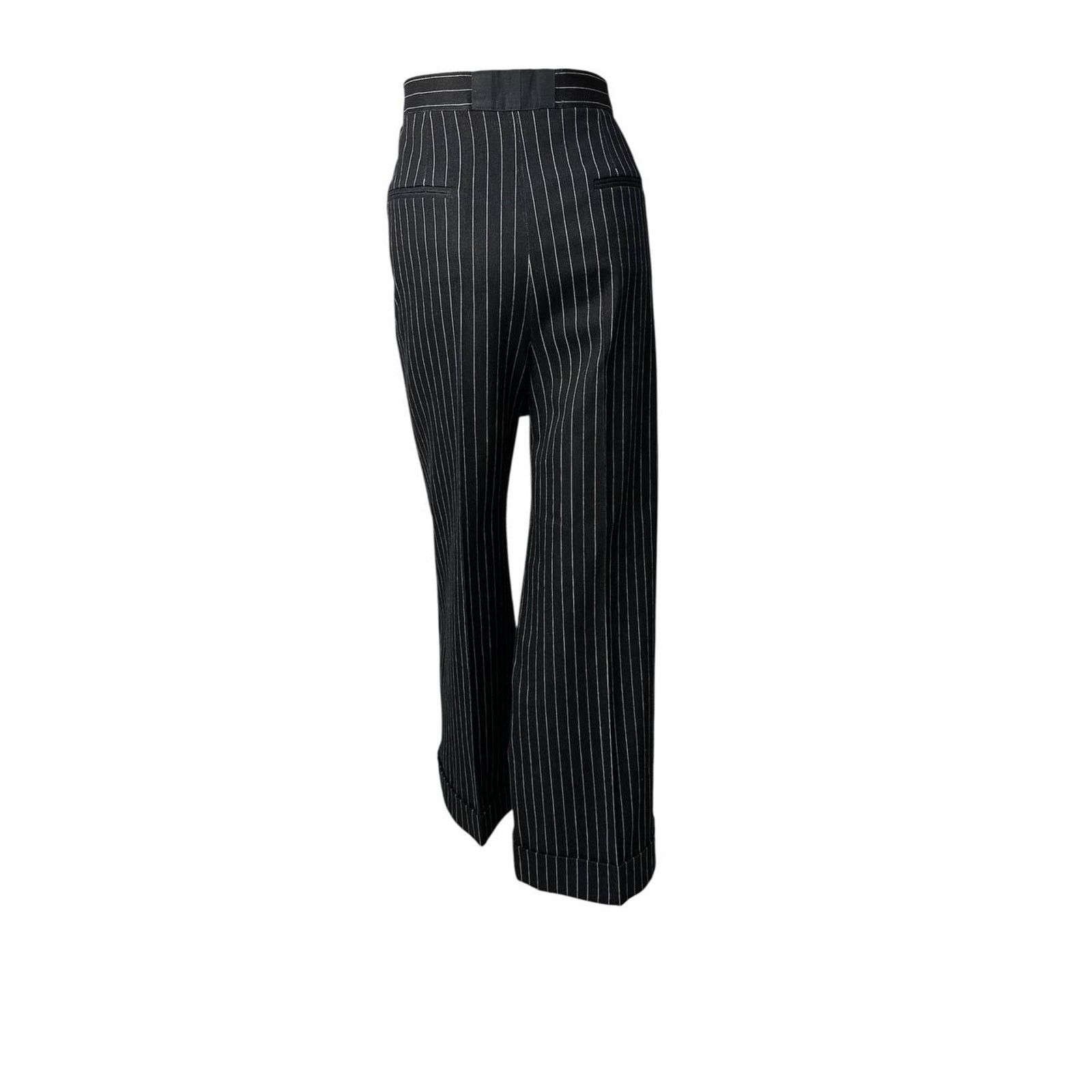 Chanel CHANEL 2023 Black White Striped Wide Leg Jeans Sz. 42 Size 27" / US 4 / IT 40 - 2 Thumbnail
