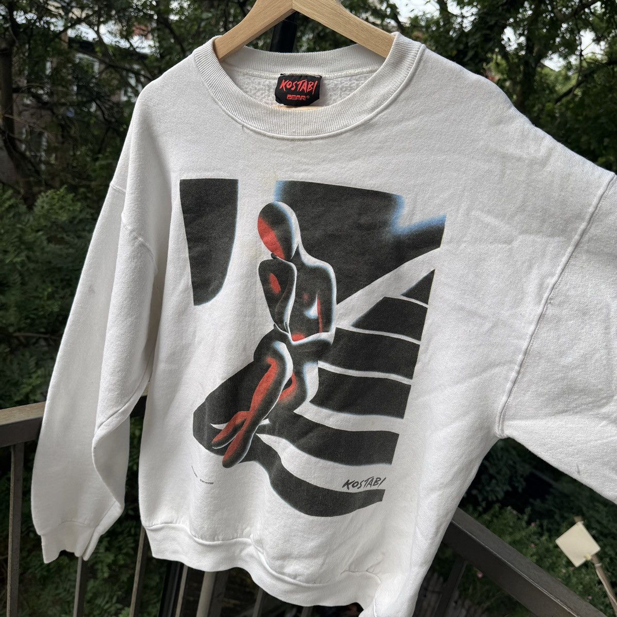 Vintage 80s Thrashed Faded Kostabi Art Sweatshirt ERD Grunge Size US L / EU 52-54 / 3 - 4 Thumbnail