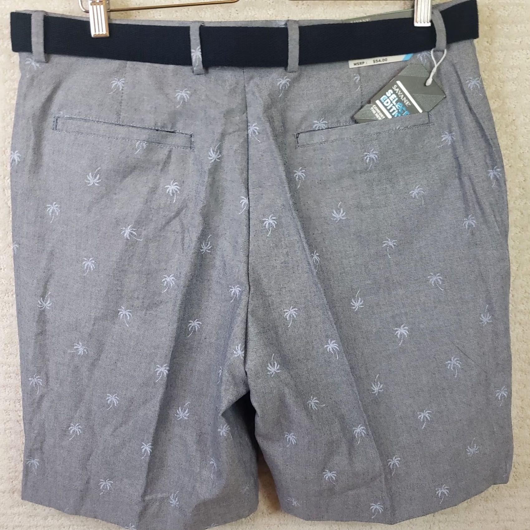 Savane Savane Select Edition Bermuda Shorts Men 34 Blue Belted Palm Trees Flat Front Cotton New Size US 34 / EU 50 - 5 Thumbnail