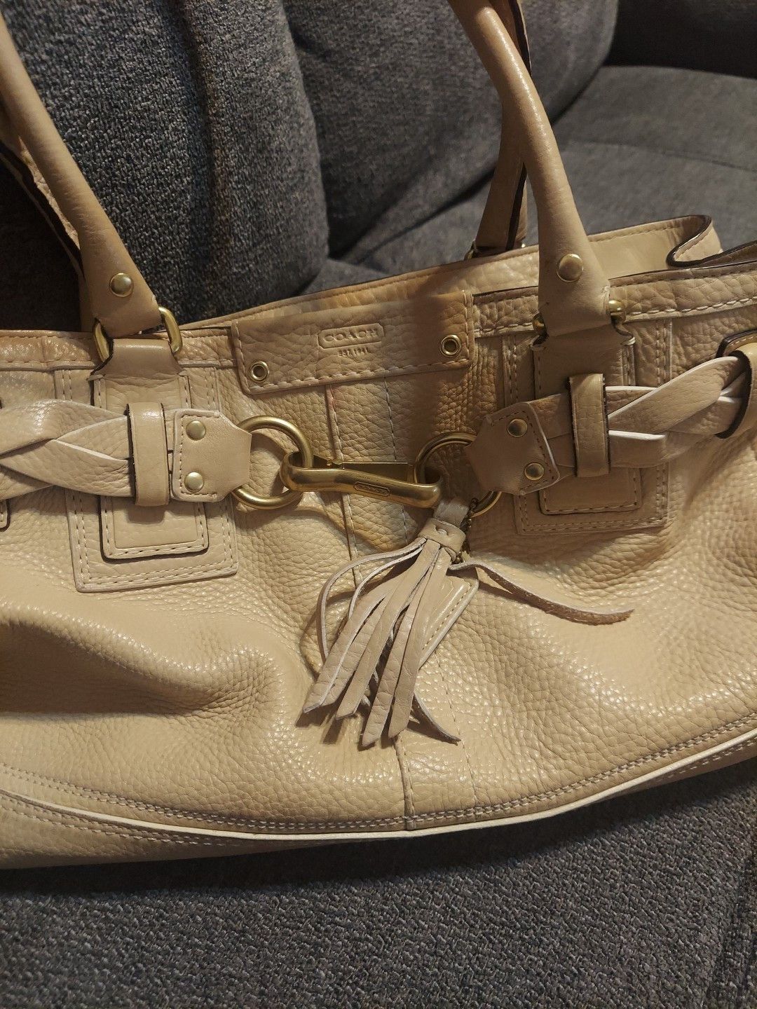Coach COACH Tan Leather Satchel Double Strap Shoulder Bag No-L069 Size ONE SIZE - 2 Thumbnail