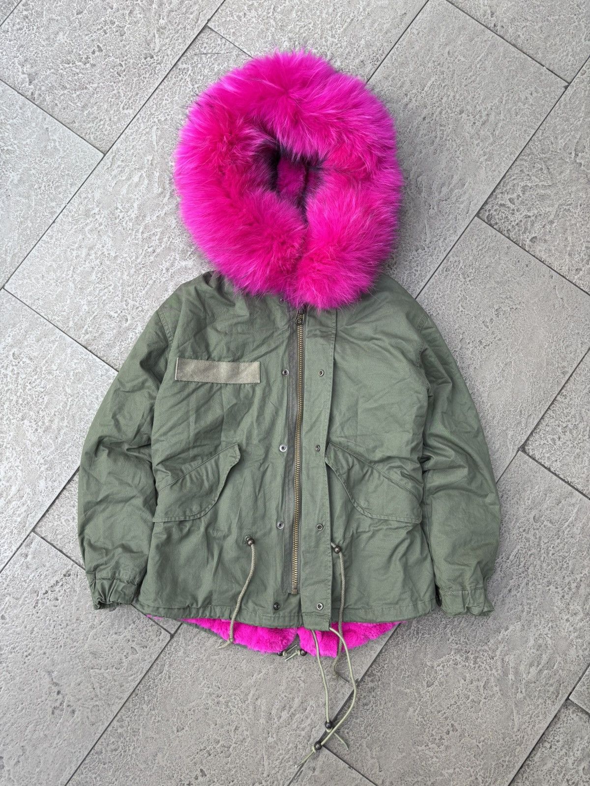 MR & MRS ITALY Fox Fur Hooded Bomber Jacket Size US S / EU 44-46 / 1 - 2 Thumbnail
