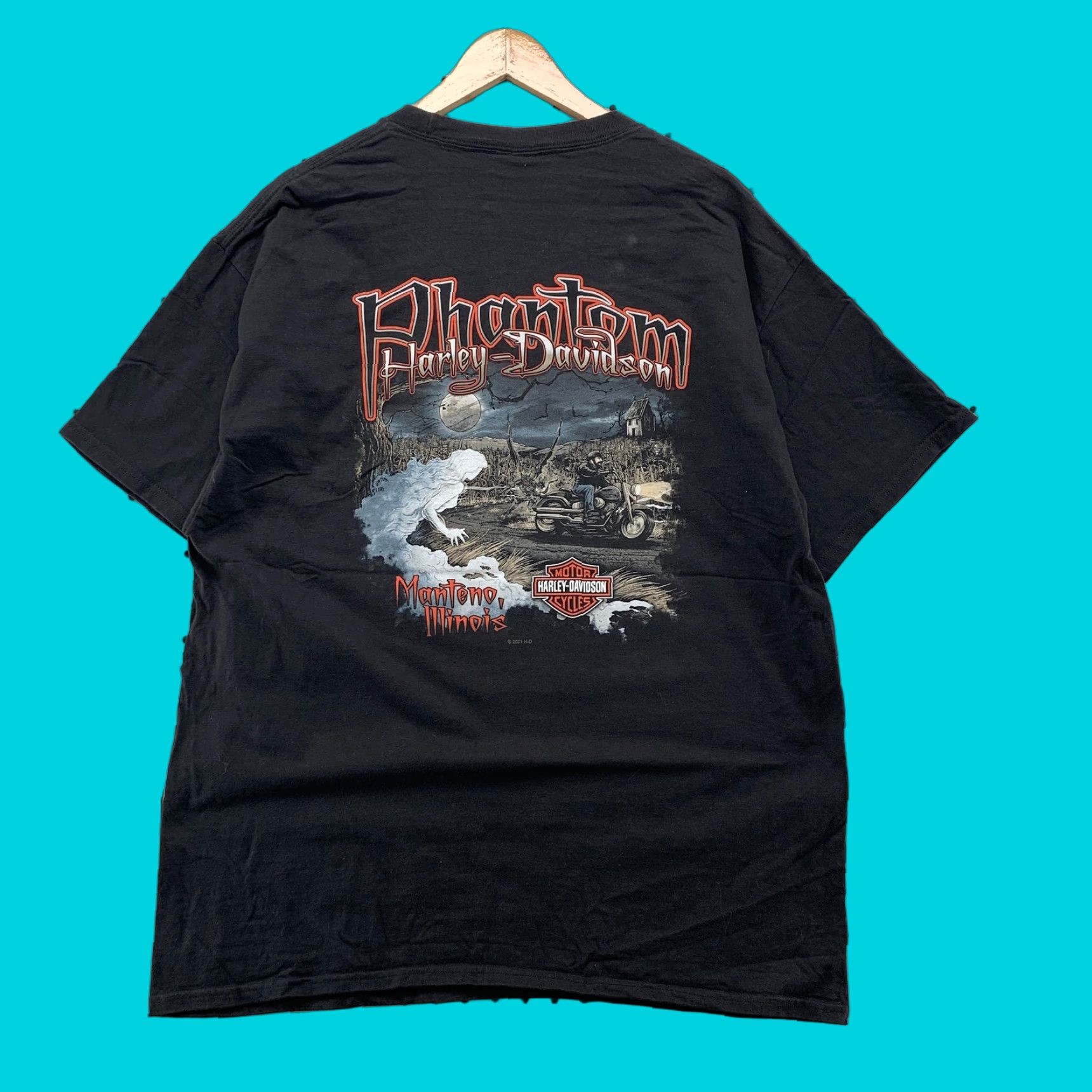 Harley Davidson Harley-Davidson Shirt Mens XL Black Ghost Graphic Motorcycles T-Shirt 2010s Men Black Ghost Graphic Dream Theme Mens Size US XL / EU 56 / 4 - 1 Thumbnail