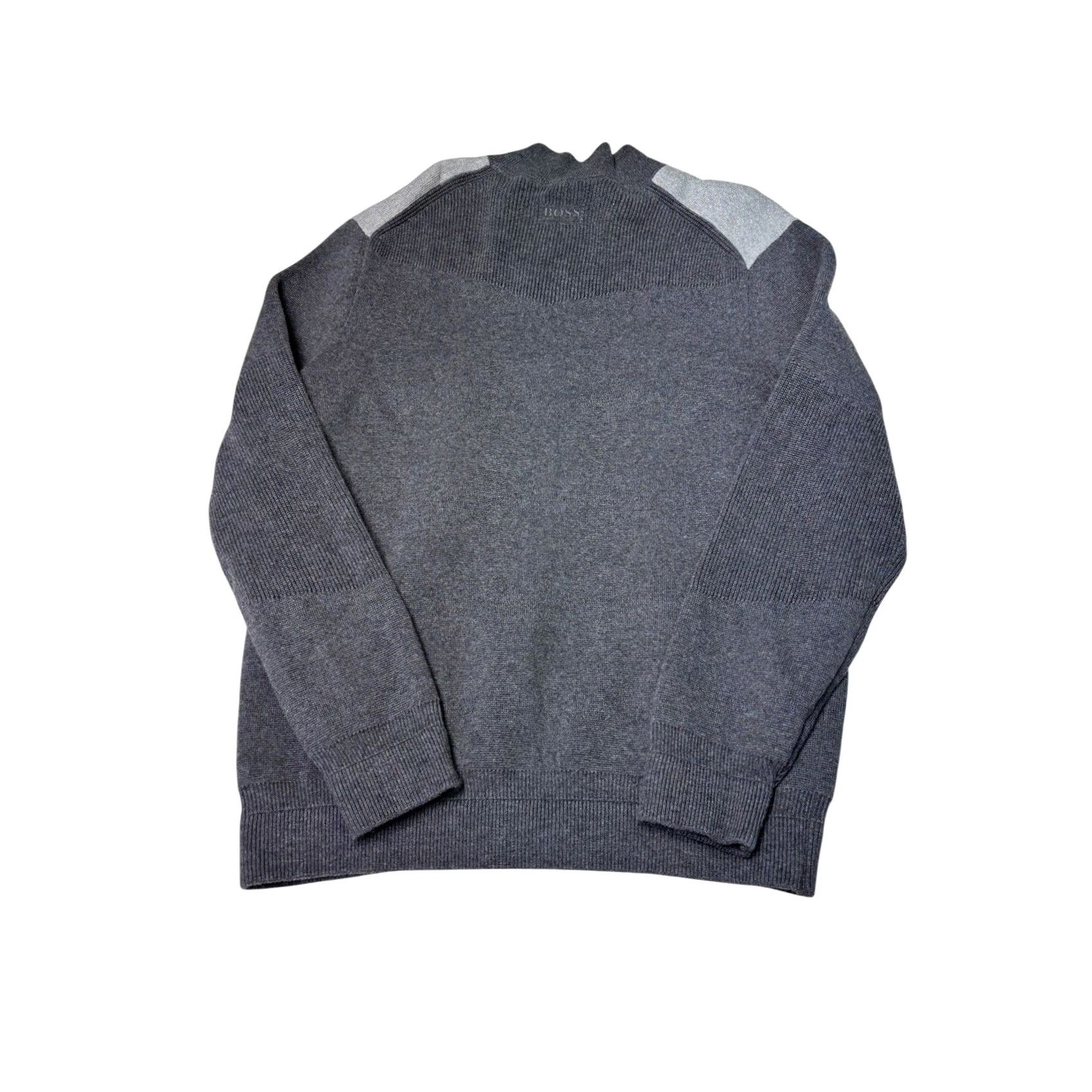 Hugo Boss HUGO BOSS Green Label Mens XL Grey Colorblock Cotton Mock Neck Sweater Logo Pullover Size US XL / EU 56 / 4 - 7 Thumbnail