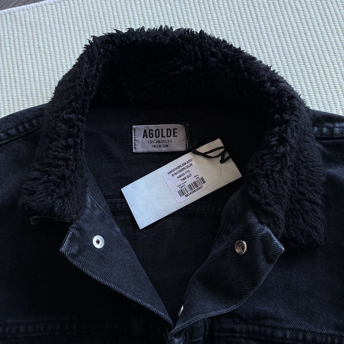 Agolde AGOLDE Harper Sherpa Collar Washed Black Denim Jacket Size XS / US 0-2 / IT 36-38 - 5 Thumbnail