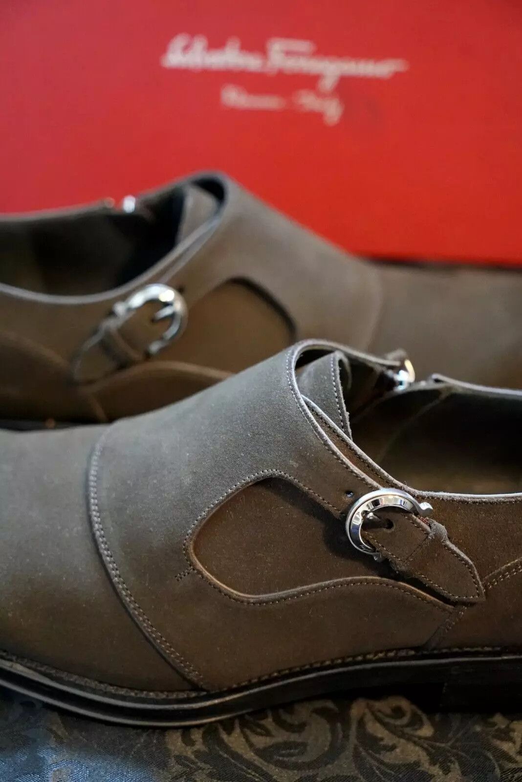 Salvatore Ferragamo Savona Buck Suede Monk Strap Shoe, unworn Size US 9.5 / EU 42-43 - 15 Thumbnail