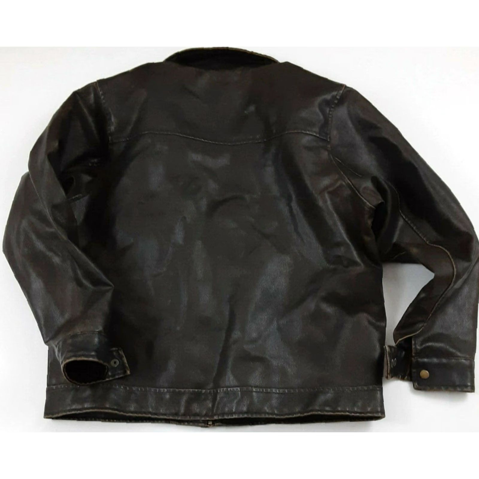 Vintage VINTAGE Arizona Leather Jacket Motorcycle Jacket Large L Brown Distressed Faux Leather Quilted Liner Men Zipper Size US L / EU 52-54 / 3 - 2 Thumbnail