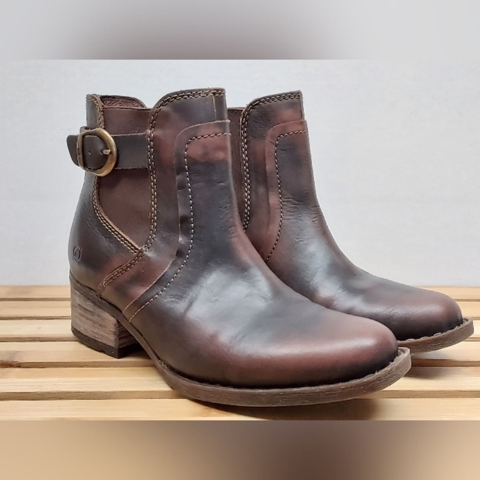 Born Born Womens Brown Mohan Leather Slip On Ankle Boots Size 6.5 Size US 6.5 / IT 36.5 - 1 Thumbnail