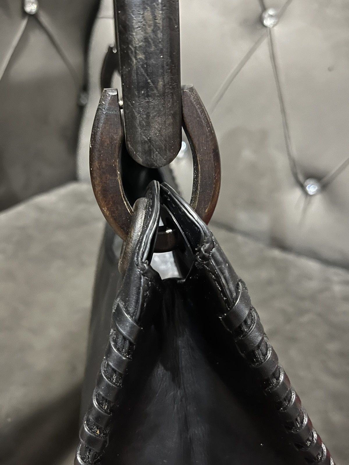 Gucci Authentic Gucci Black Leather Whipstitch Hobo Bag Size ONE SIZE - 12 Thumbnail