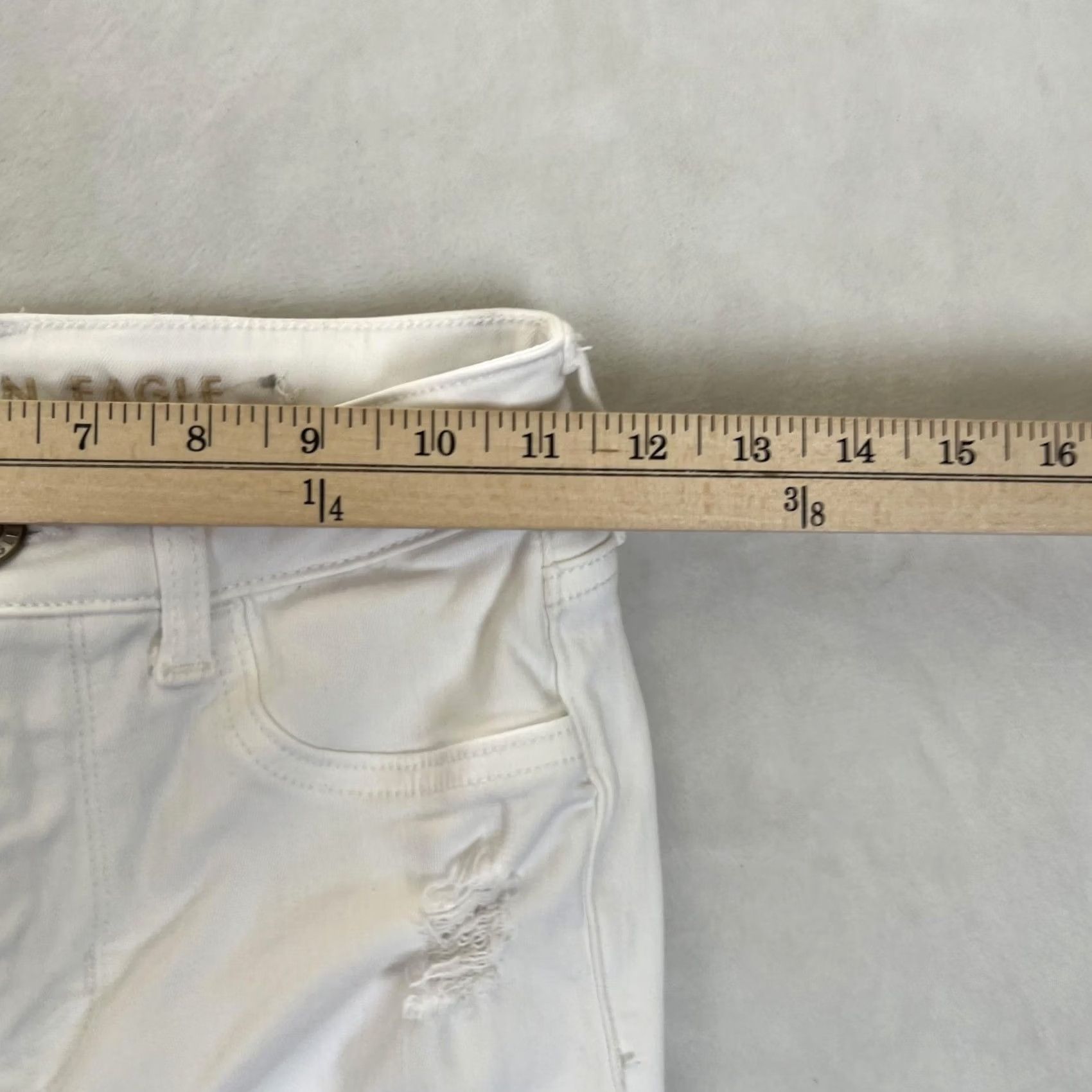 American Eagle Outfitters American Eagle Womens Jeans Jegging 00 Regular White Distressed Stretch Denim Size 24" / US 00 / IT 34 - 7 Thumbnail