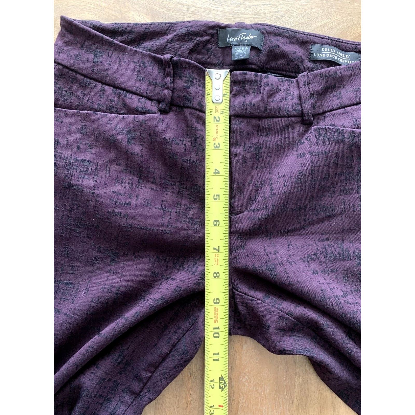 Lord & Taylor LORD & TAYLOR Ankle Pants Womens Size 2 Purple Slim Trousers Geometric Pattern 27x26 Moderate Rise Flat Front Size 27" / US 4 / IT 40 - 7 Thumbnail