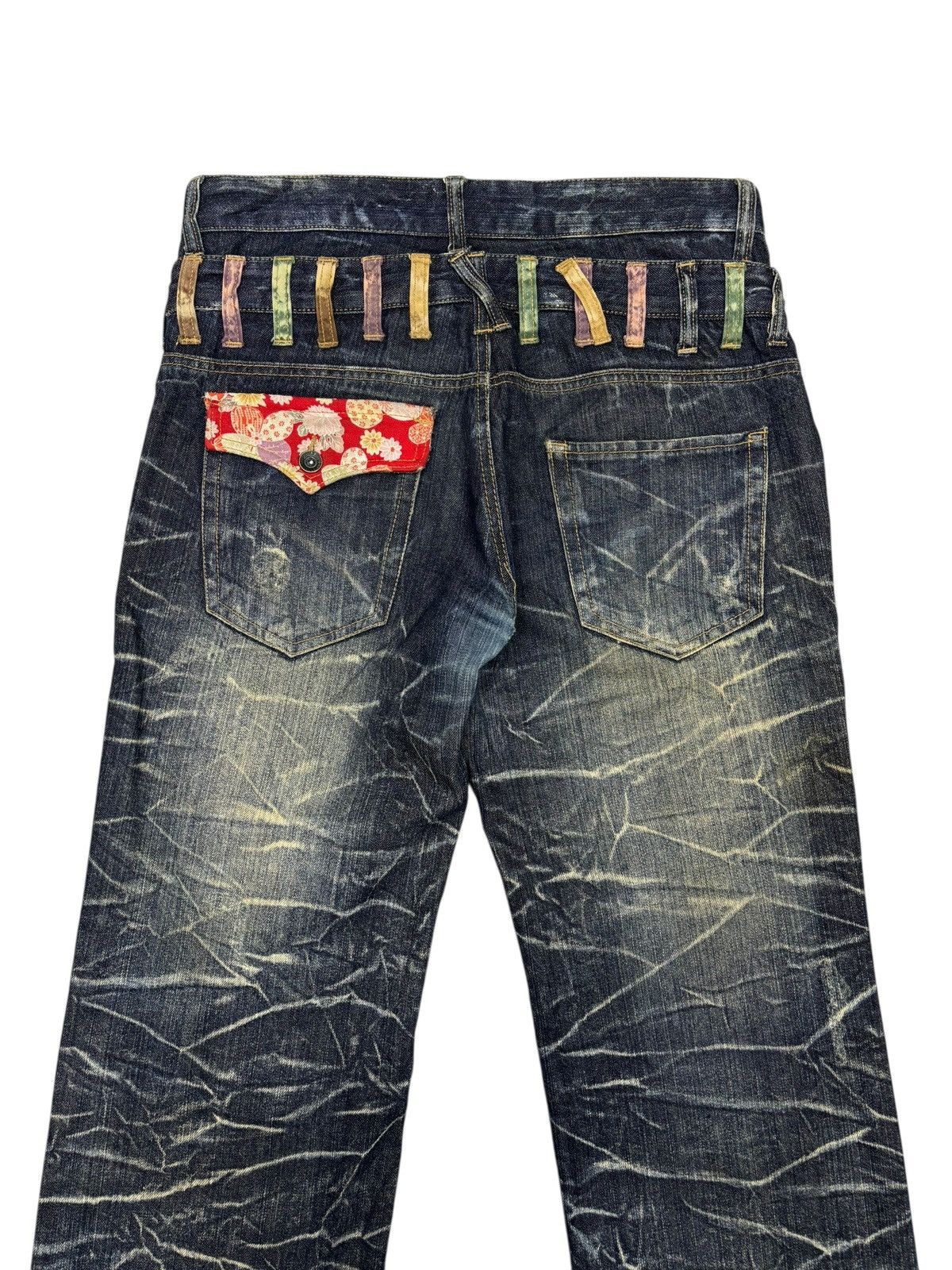 If Six Was Nine 🔥NYLAUS Double Waist Claw Mark Distressed Denim Jeans Size US 32 / EU 48 - 4 Thumbnail