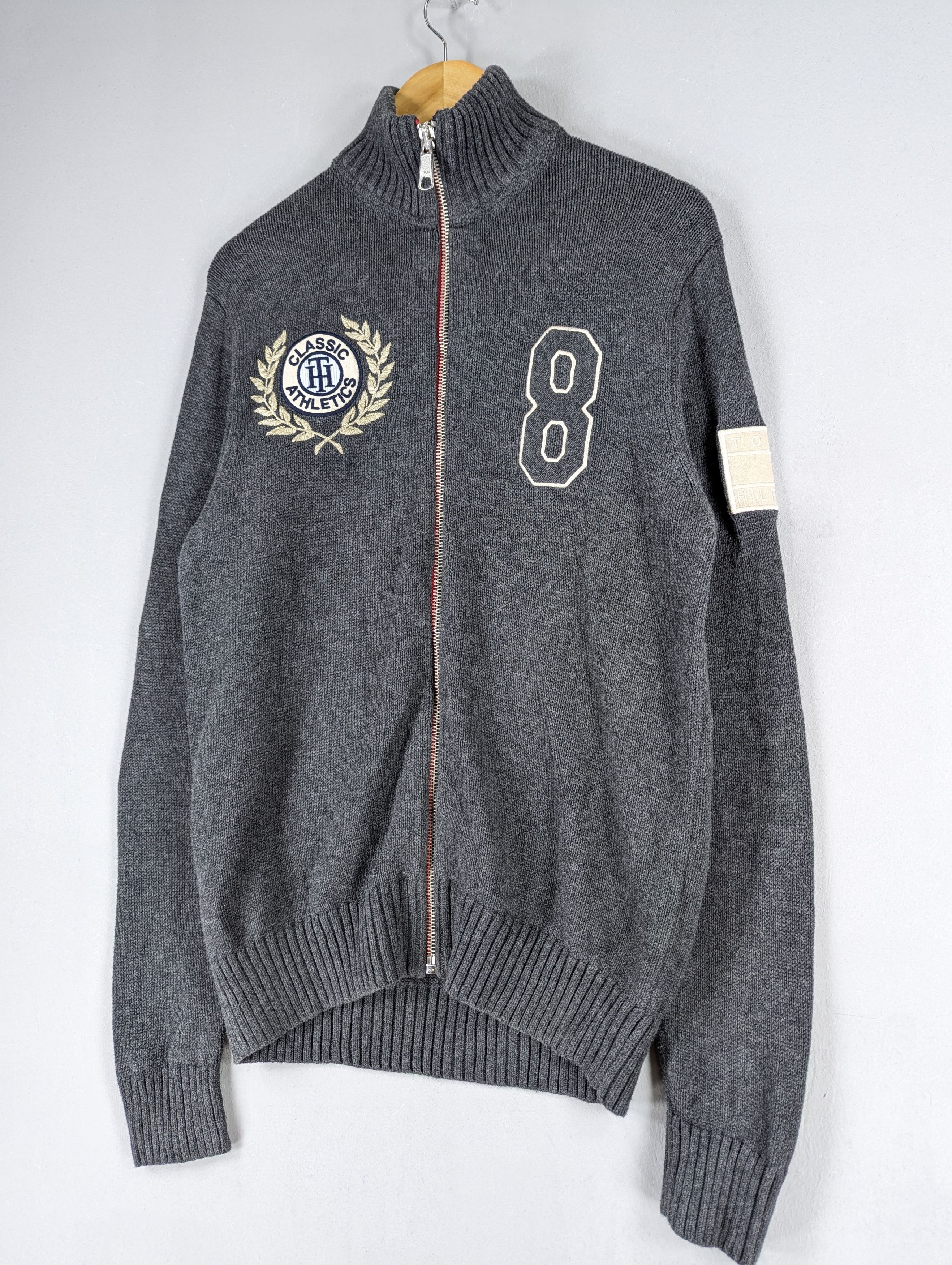 Tommy Hilfiger Tommy Hilfiger Classic Athletics Knit Zipper Sweater Grey M Size US M / EU 48-50 / 2 - 2 Thumbnail