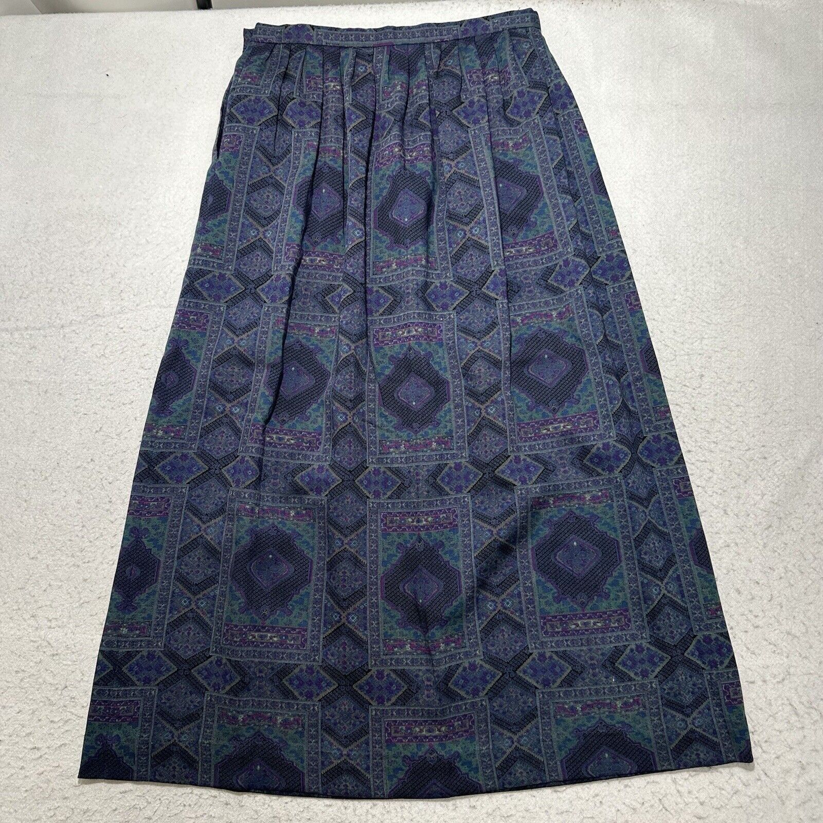 Other Vintage Herman Geist 10 A-Line Maxi Skirt Navy Ornate USA Size 32" / US 10 / IT 46 - 7 Thumbnail