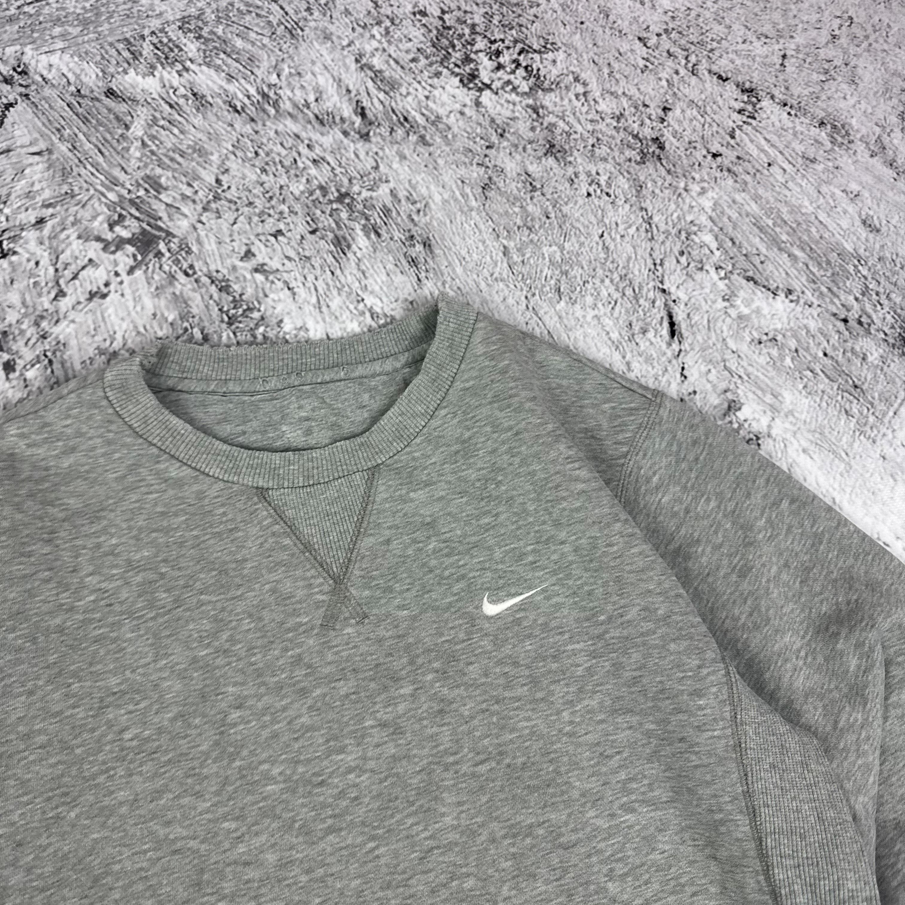 Nike Nike Men's Heather Gray Cotton Swoosh Pullover Sweatshirt S Size US S / EU 44-46 / 1 - 6 Thumbnail