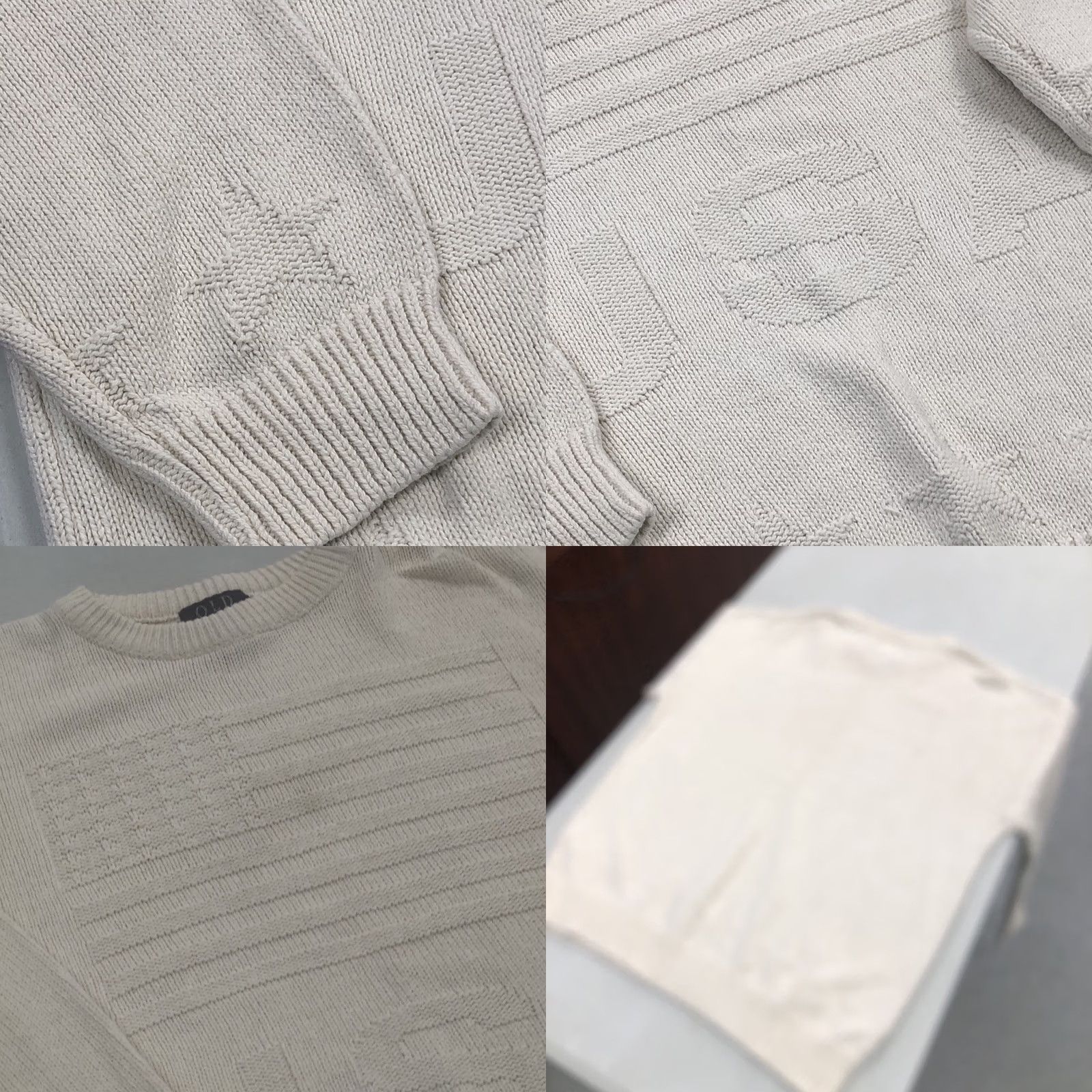 Nique VINTAGE Men’s VTG 90s Old Glory Embossed USA Flag Knit Sweater Size L Made In USA White Crew Neck Pullover Cotton Flag Mens Size US L / EU 52-54 / 3 - 8 Thumbnail