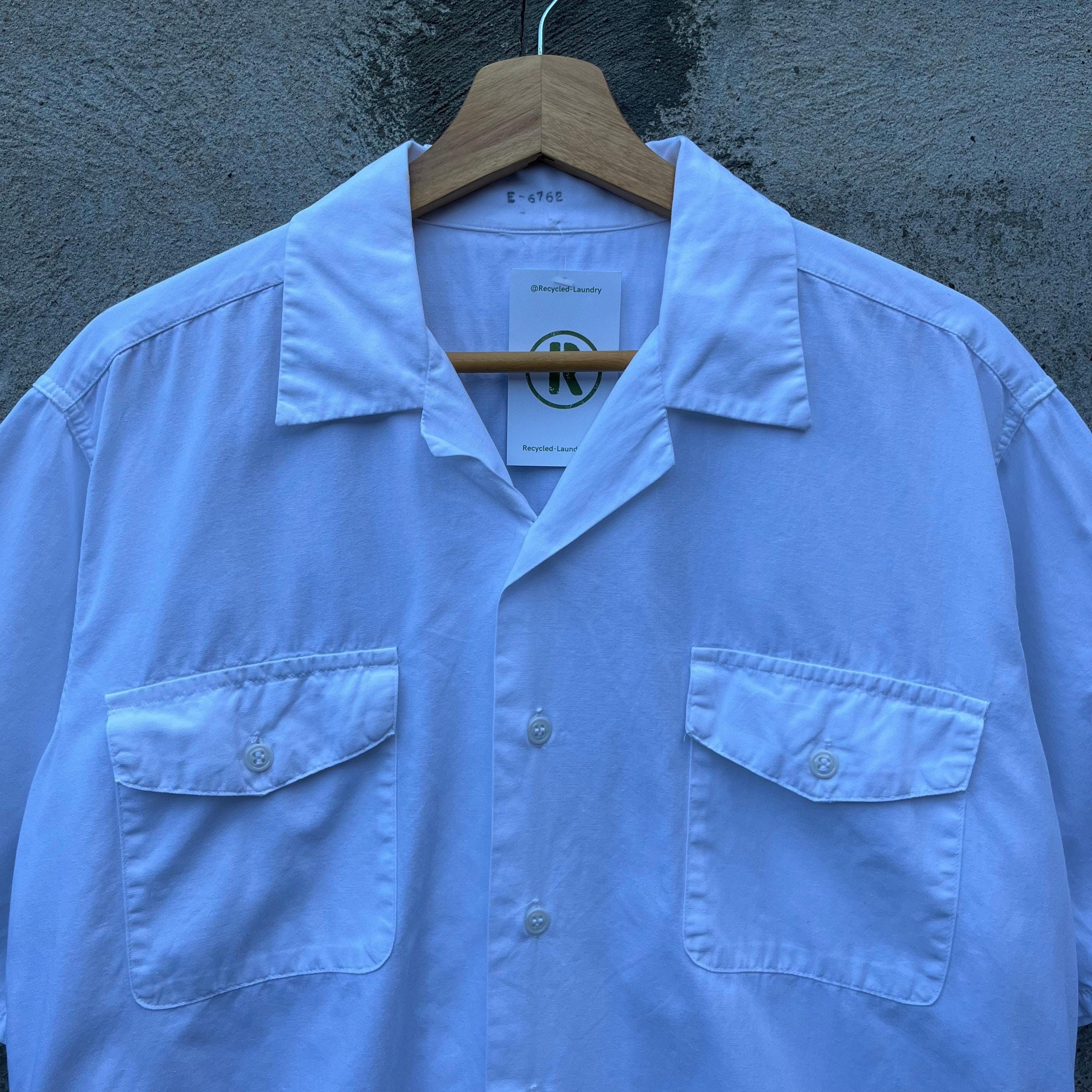 Vintage 60's USN White Short Sleeve Button Down Shirt Size US L / EU 52-54 / 3 - 5 Thumbnail