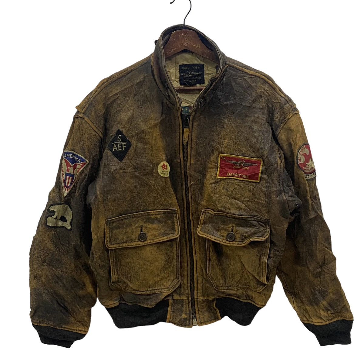 image of Very Rarevintage 80's Avirex Limited Mig 29 Issue In Italy in Brown, Men's (Size Medium)