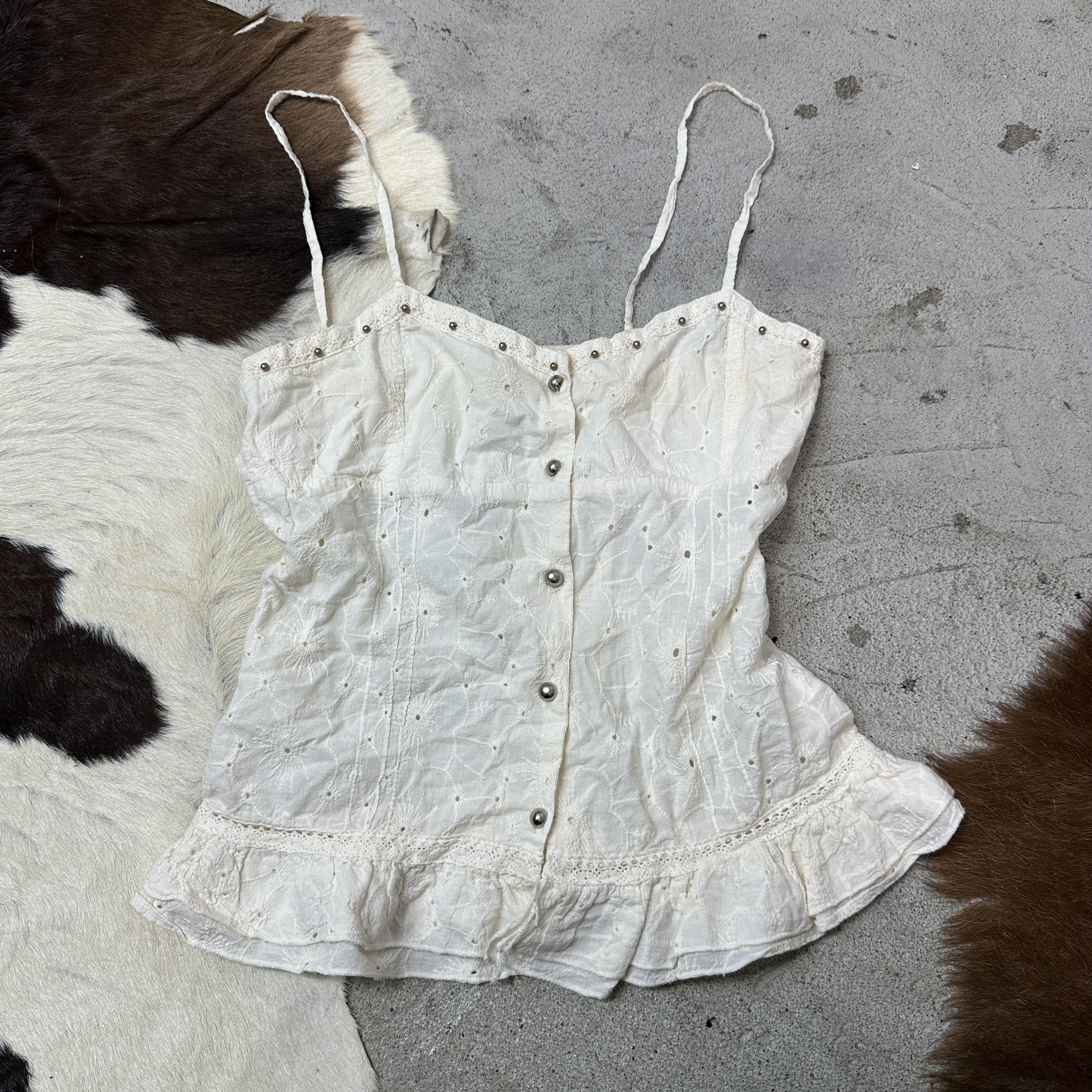 Vintage Vintage Buttoned Lace Cottage Core Top Y2K Size S / US 4 / IT 40 - 2 Thumbnail
