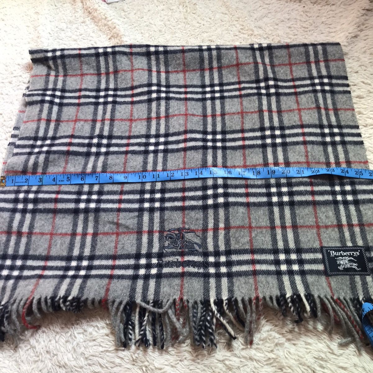 Burberry × Vintage ‼️VINTAGE BURBERRY WOOL SCARF BIG LOGO NOVACHECK‼️ Size ONE SIZE - 8 Thumbnail