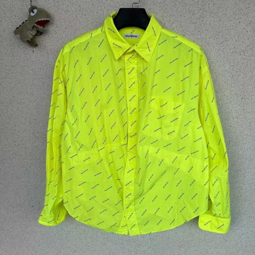 Balenciaga Balenciaga Fluorescent Yellow All-Over Print Shirt Size XXS / US 00 / IT 34 - 1 Thumbnail