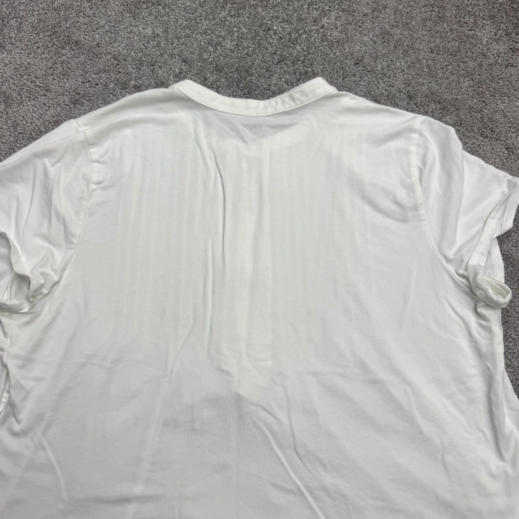 Lands' End Lands' End Blouse Shirt Women Large White Cotton Blend Short Sleeve Henley Pleated Casual Tops Size L / US 10 / IT 46 - 3 Thumbnail