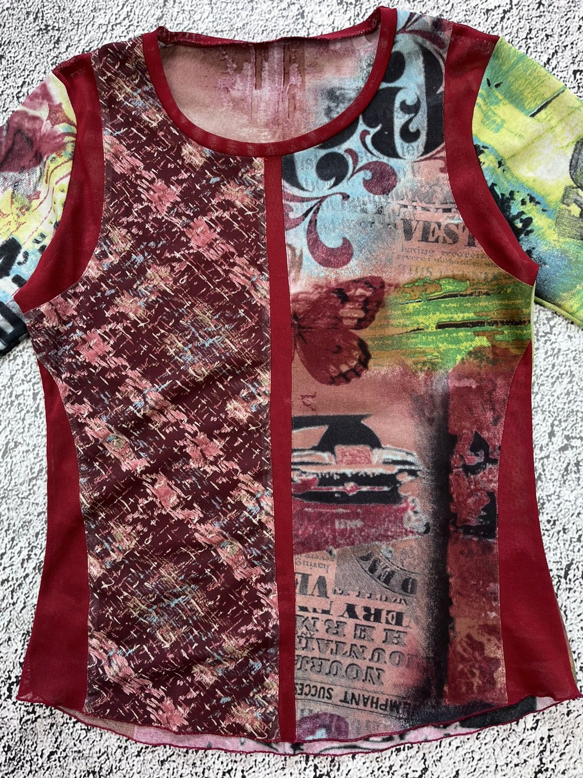 Japanese Brand Vintage JPG vibe mesh art collage renaissance top Size M / US 6-8 / IT 42-44 - 3 Thumbnail