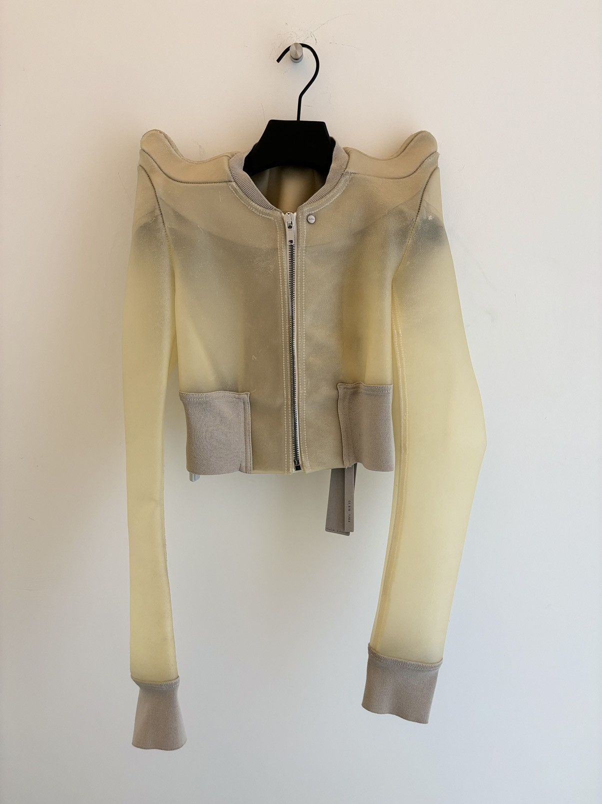 image of Avant Garde Rick Owens S/s23 Edfu Cropped Flight Tech Bomber in Beige, Men's (Size Small)