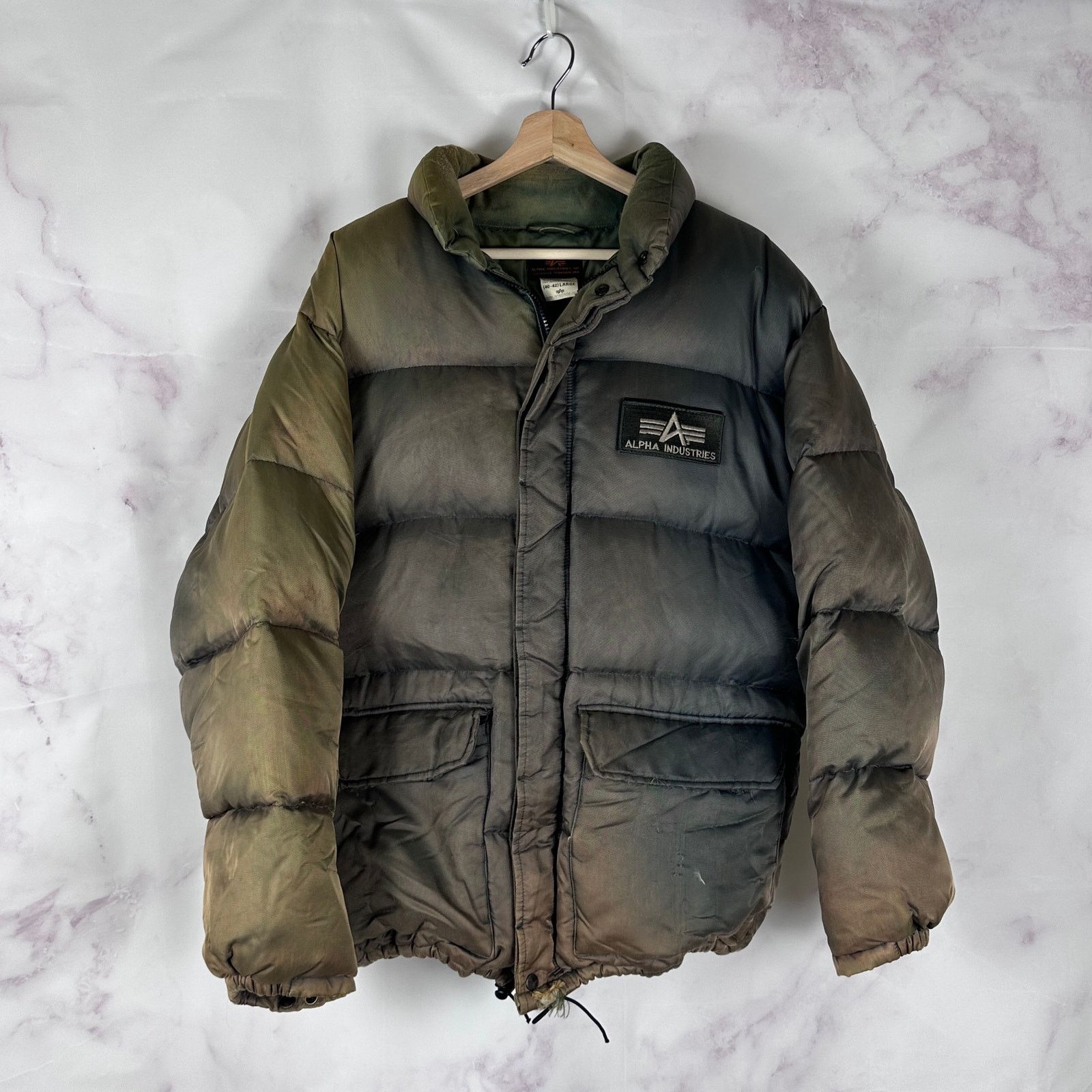 Alpha Industries Vintage Green Down Puffer Jacket Size US L / EU 52-54 / 3 - 1 Thumbnail