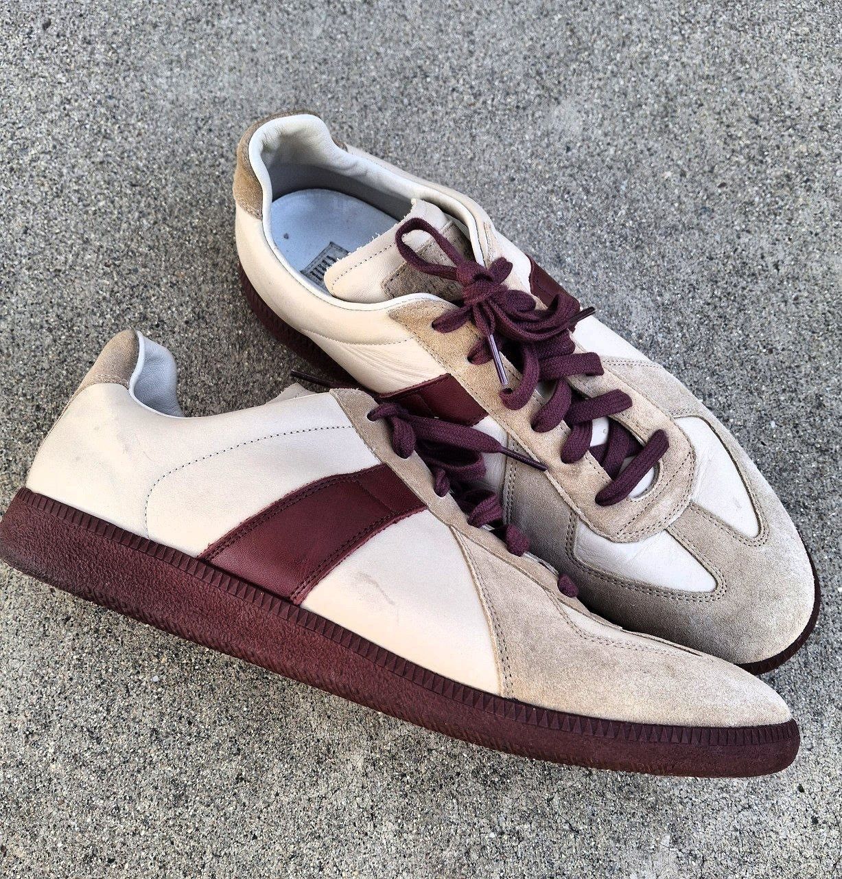 Maison Margiela Maison Margiela Replica Low Top Beige Leather Sneakers Size US 13 / EU 46 - 1 Thumbnail