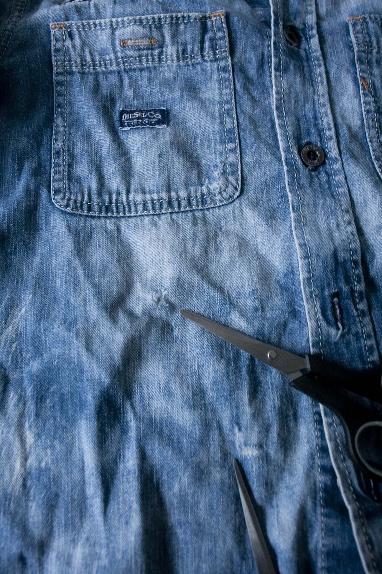 Diesel Diesel Shirt Denim Distressed Look Size S Blue Bleached Size US S / EU 44-46 / 1 - 4 Thumbnail