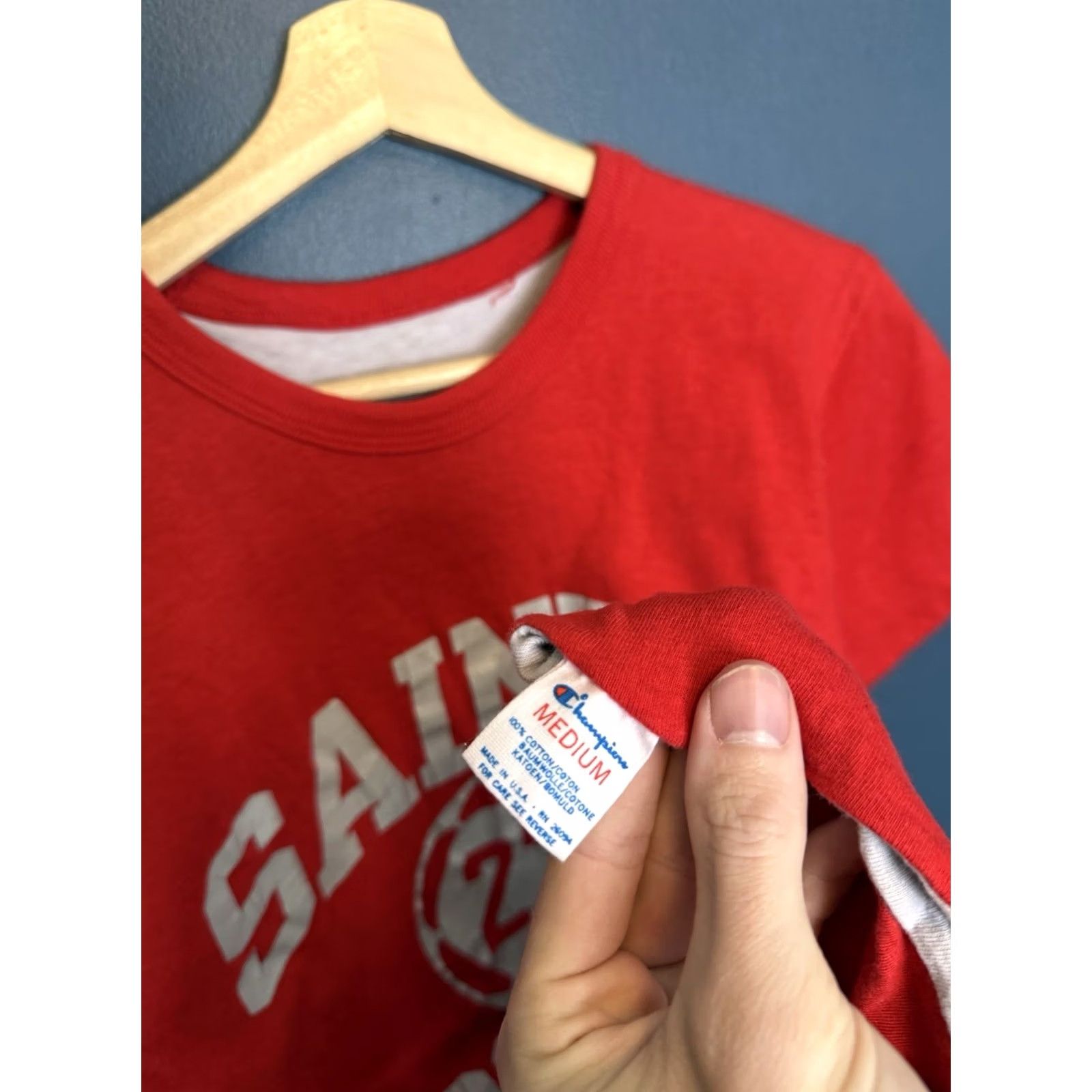 Champion VINTAGE Champion Reversible Red Tee Shirt Size M 80s Mens Shirt Size US M / EU 48-50 / 2 - 2 Thumbnail