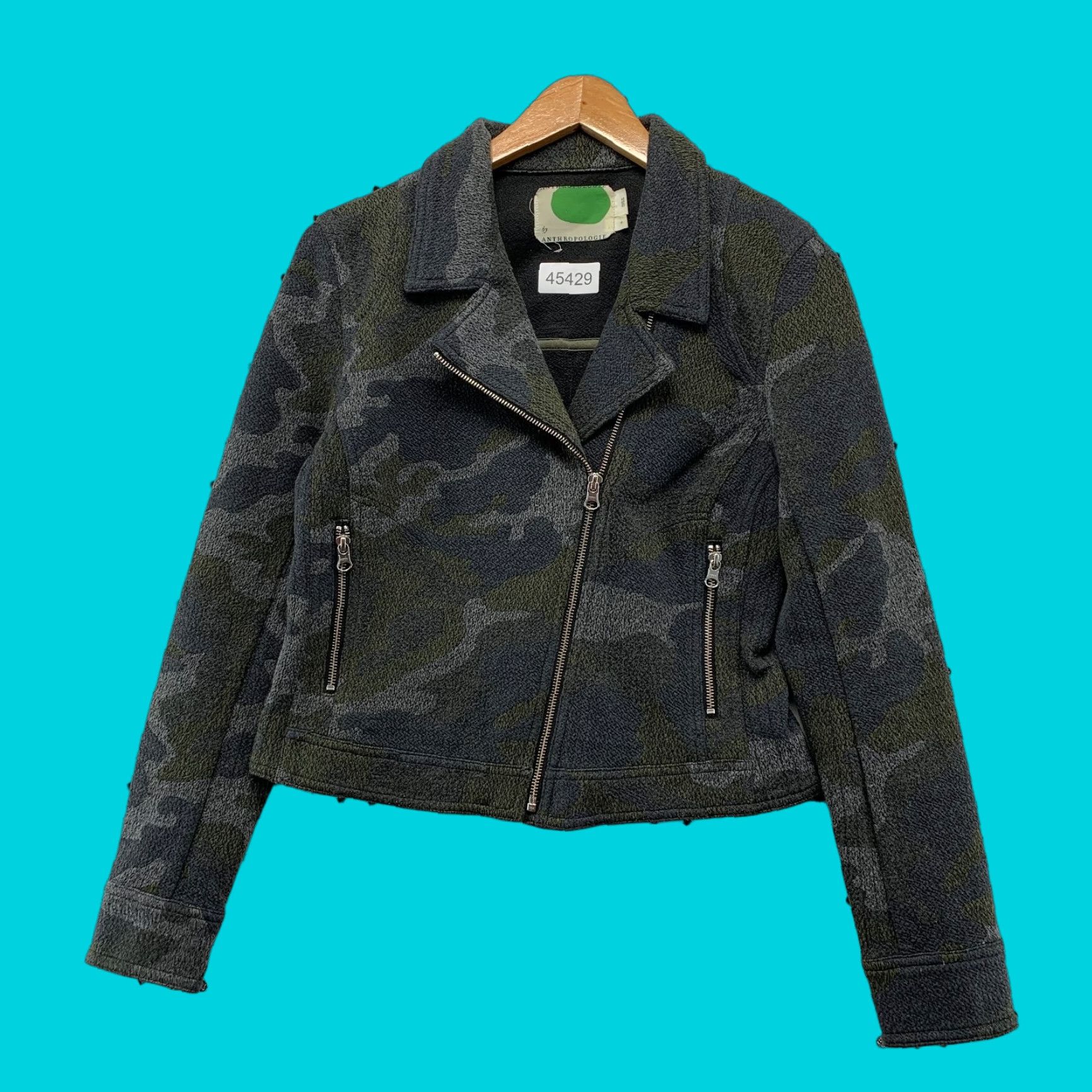 Anthropologie Anthropologie Camo Moto Jacket Womens S Green Marrakech Zip Grunge Rock Jacket - Womens S Green Marrakech Zip Grunge Rock Size S / US 4 / IT 40 - 1 Thumbnail