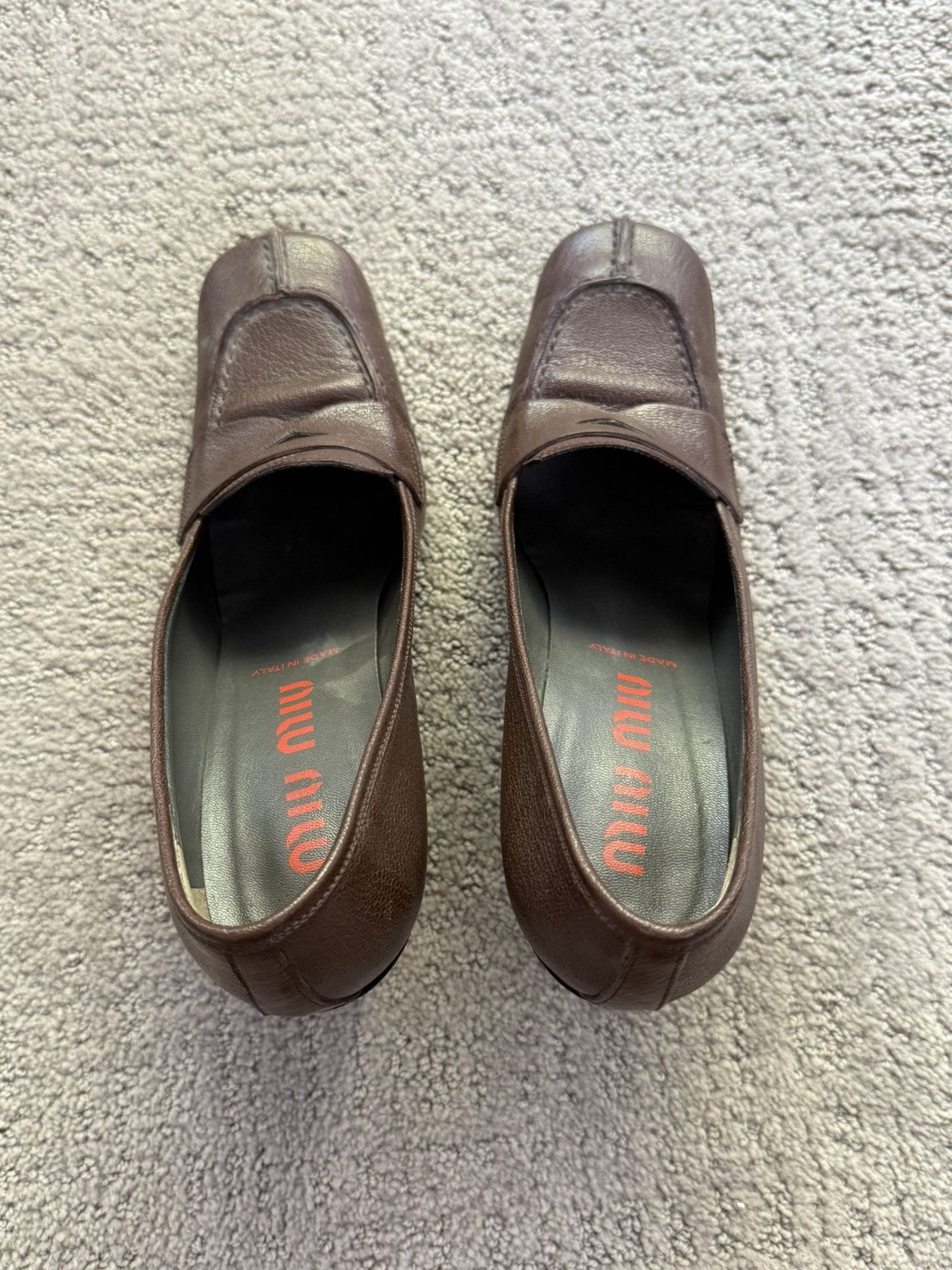Miu Miu Miu Miu Brown Leather Block Heel Loafers Size US 8 / IT 38 - 5 Thumbnail