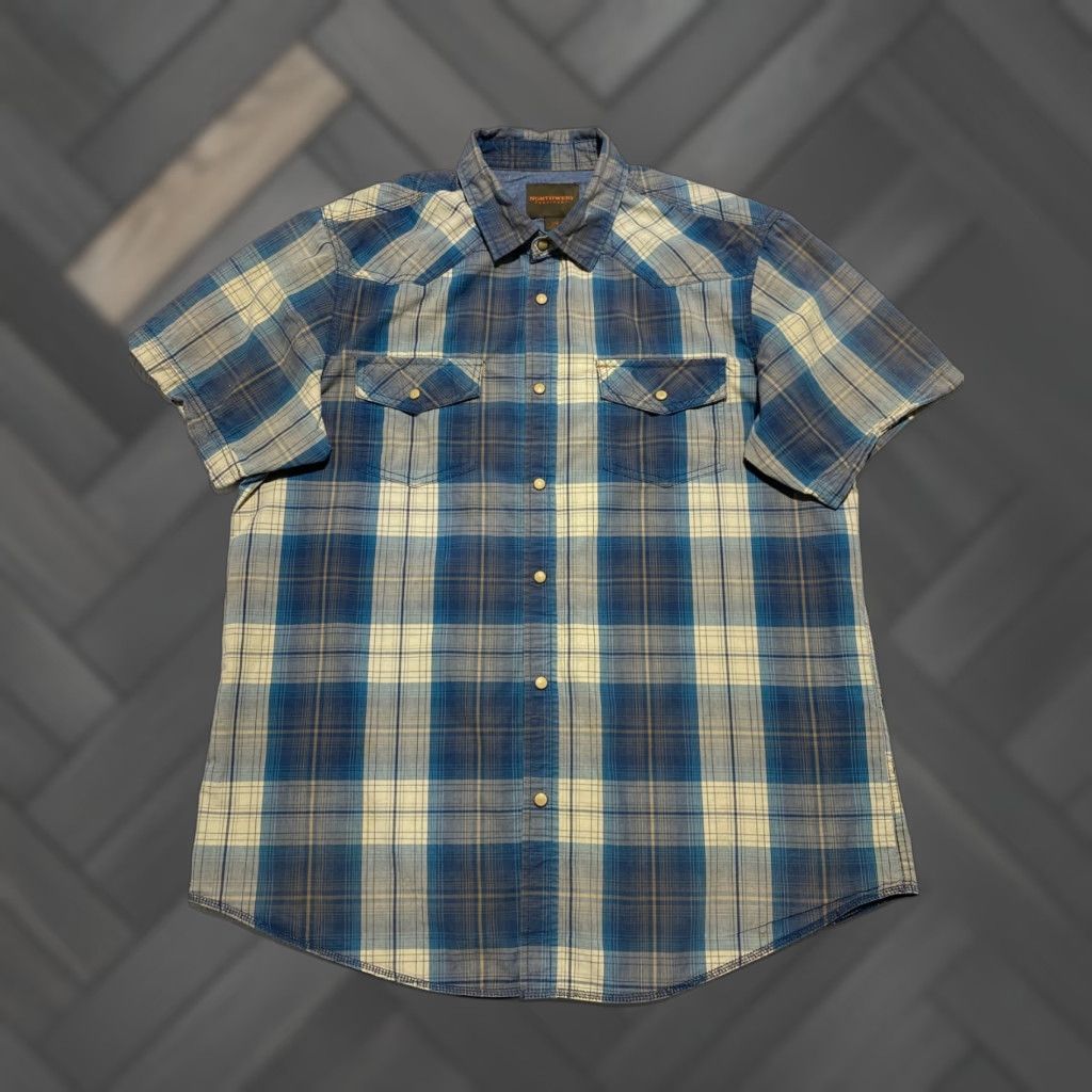Vintage Northwest Territory Shirt Mens L Blue Plaid Pearl Snap Casual Western Cowboy Size US L / EU 52-54 / 3 - 1 Thumbnail