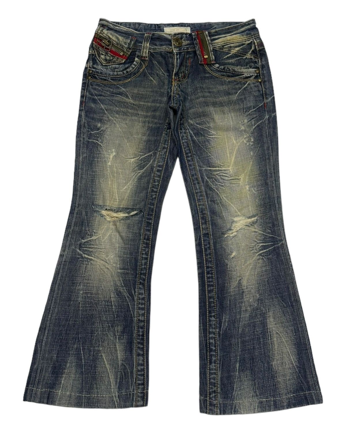 Japanese Brand Vintage Lolita Flare Distressed Denim Jeans Size 29" - 1 Thumbnail